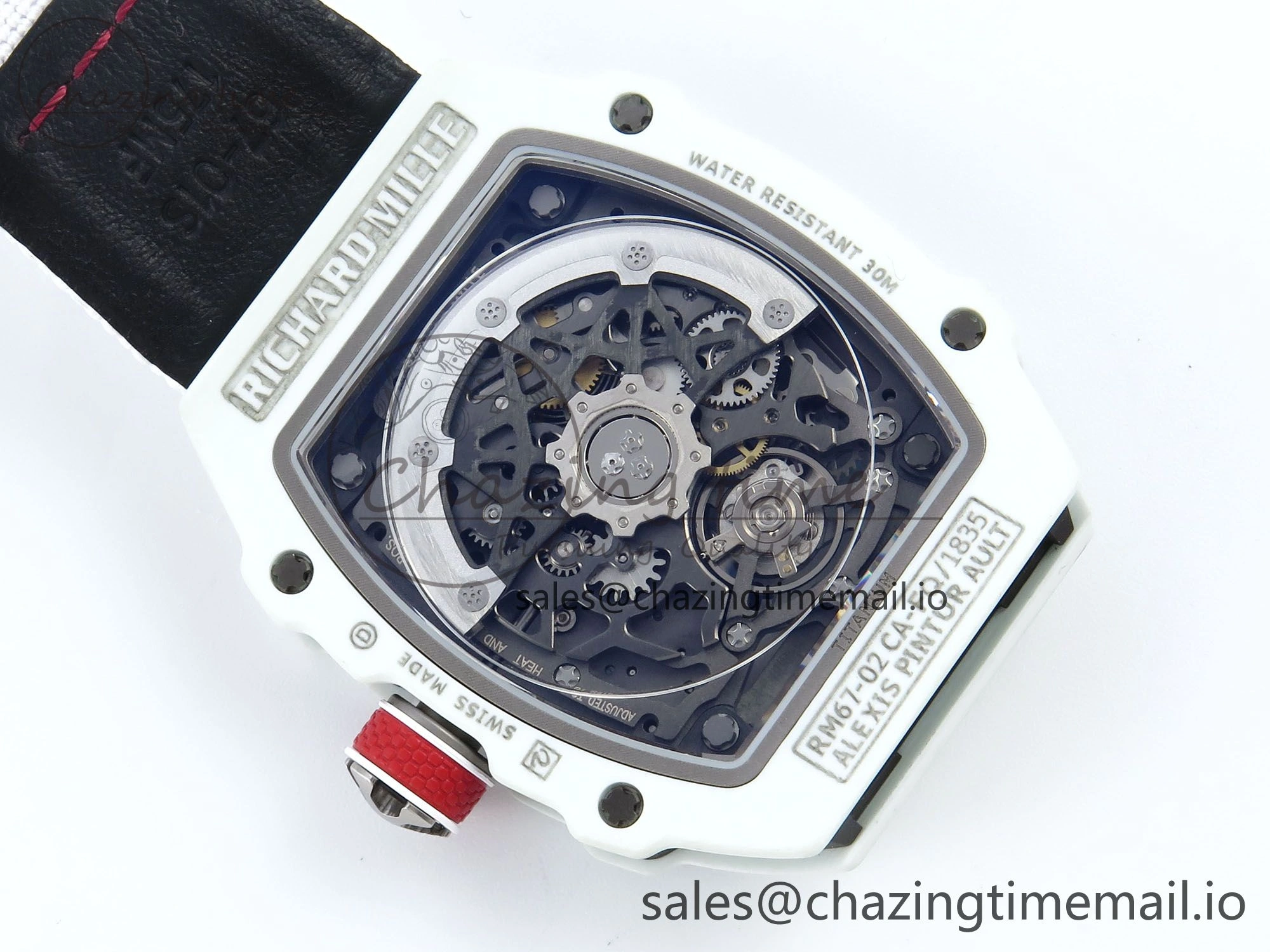 Custom Made RM67-02 White NTPT France Dial on White Nylon strap CRMA7 Clone