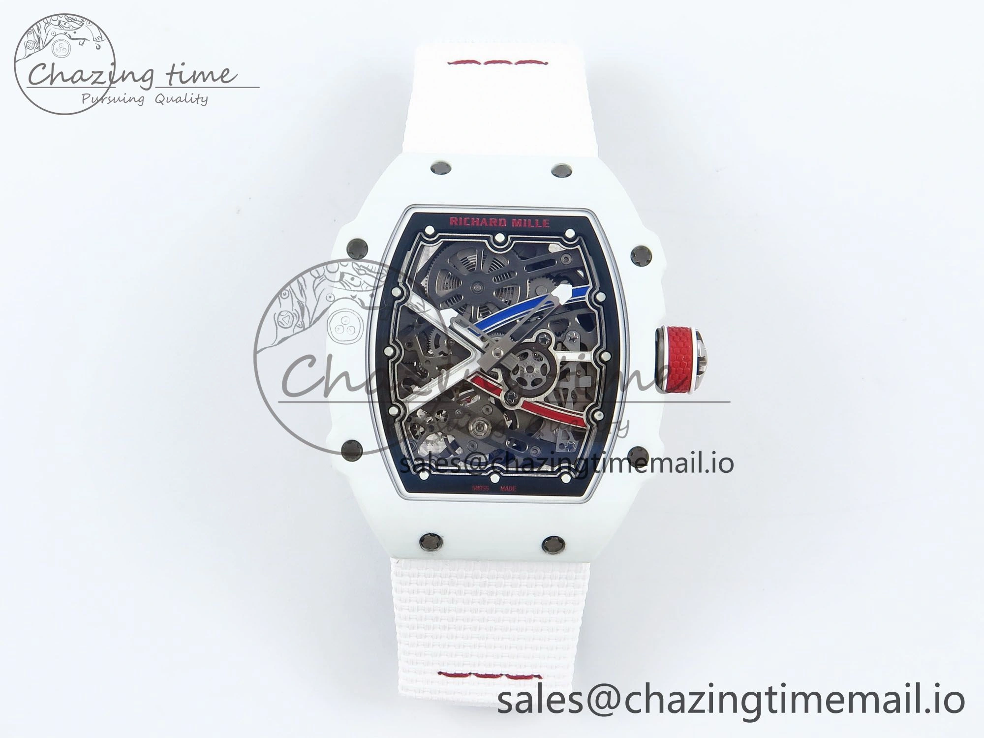 Custom Made RM67-02 White NTPT France Dial on White Nylon strap CRMA7 Clone