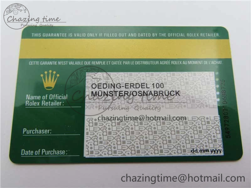 Custom Made Rolex Warranty Card with Anti-Forgery Crown and Fluorescent Label V2