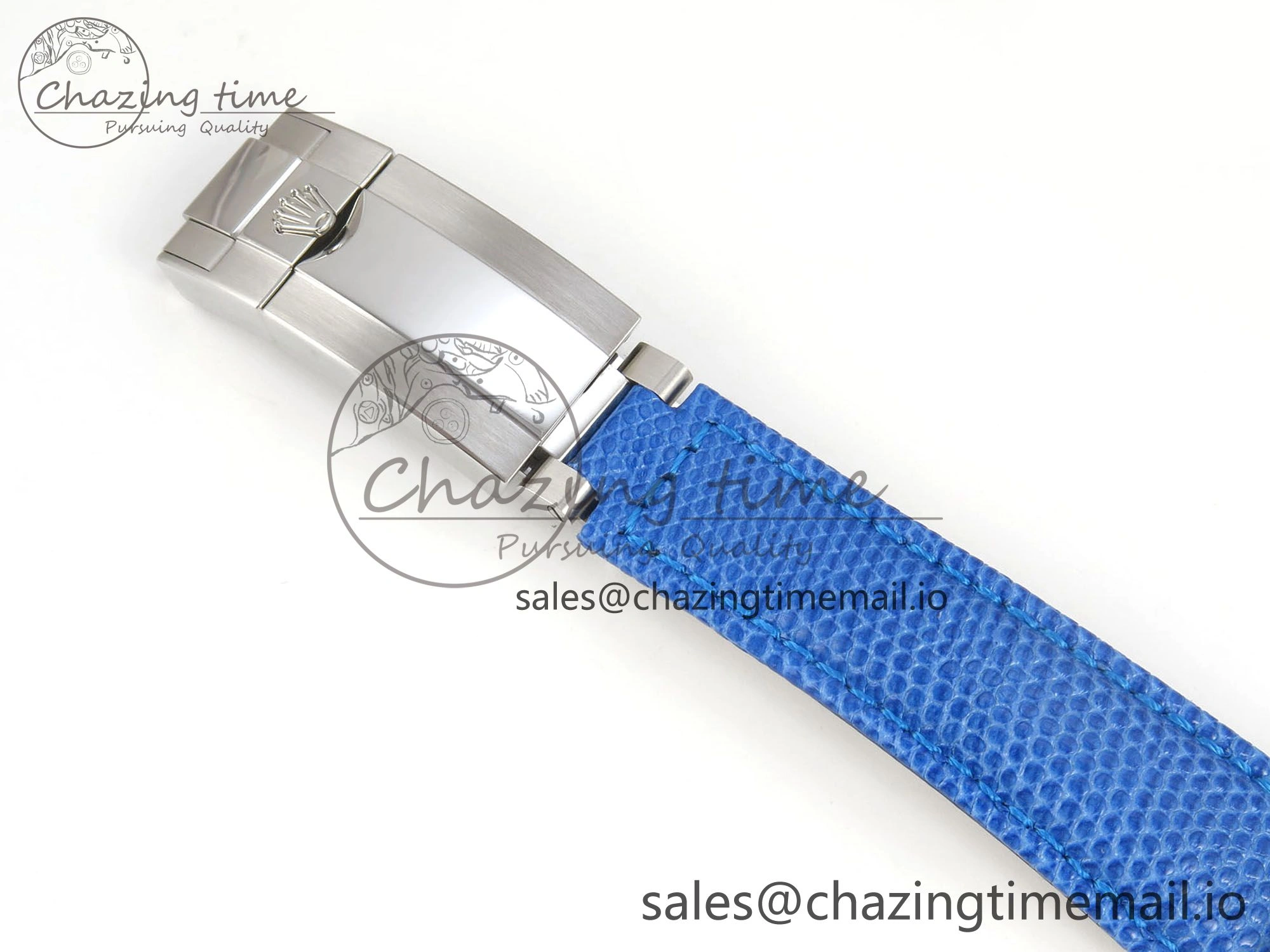 Custom Modded Daytona 40mm MPF Blue Dial Diamonds Bezel on Blue Leather Strap SA4801
