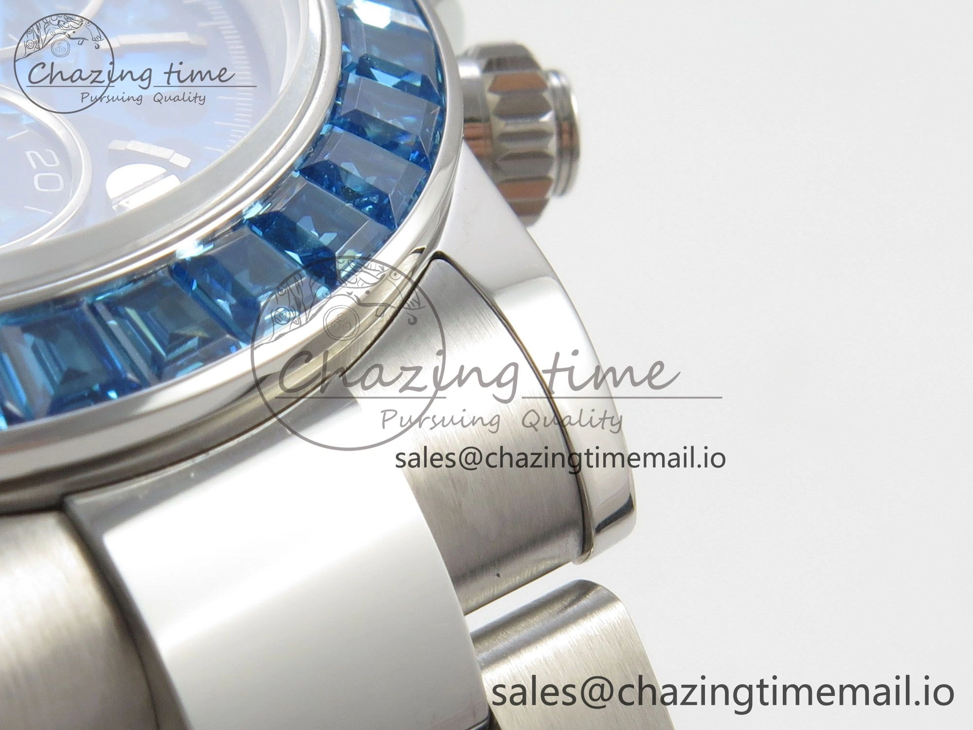 Custom Modded Daytona 40mm MPF Blue Skeleton Dial Blue Crystal Bezel on SS Bracelet SA4801