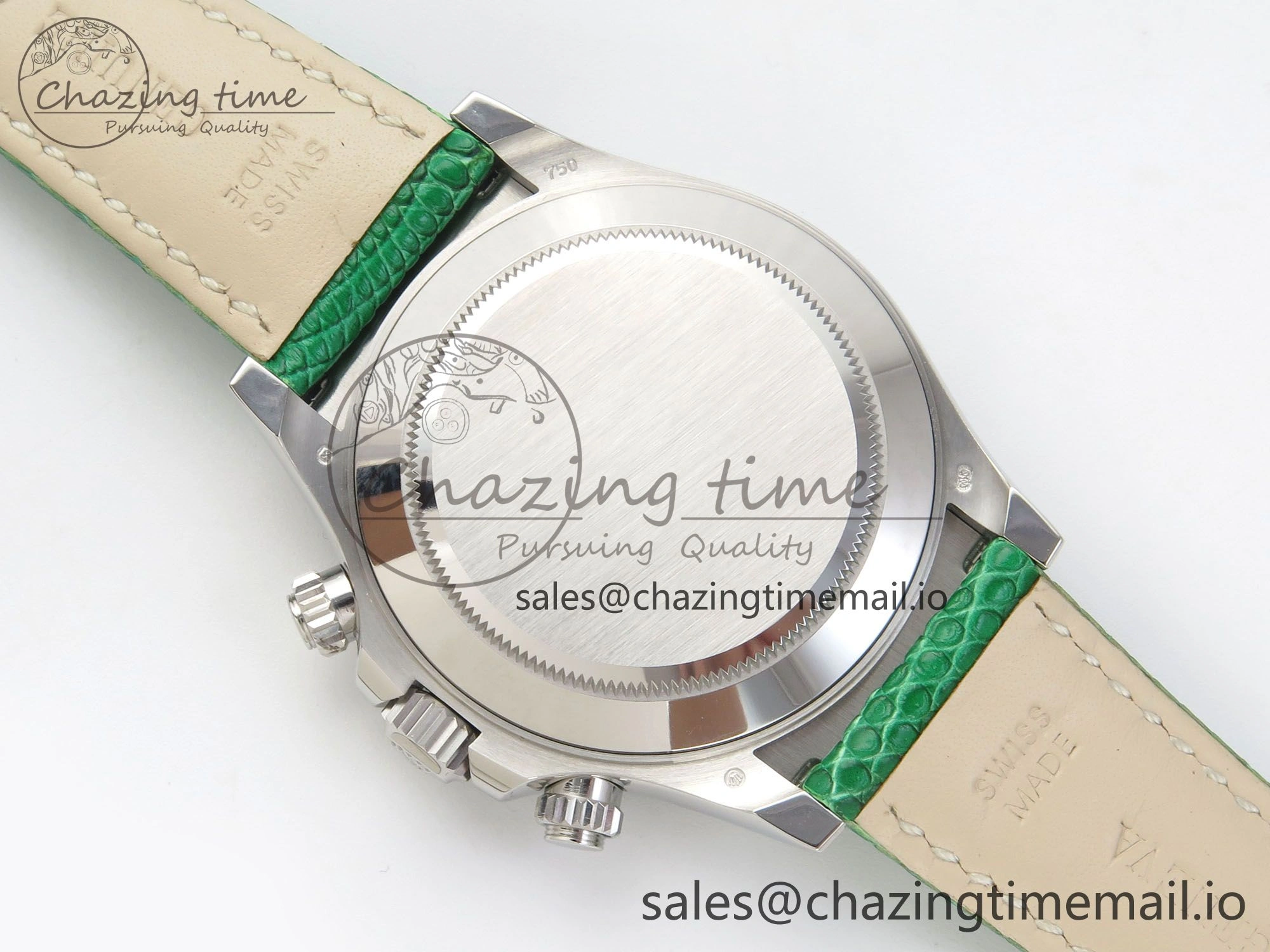 Custom Modded Daytona 40mm MPF Green Dial Diamonds Bezel on Green Leather Strap SA4801