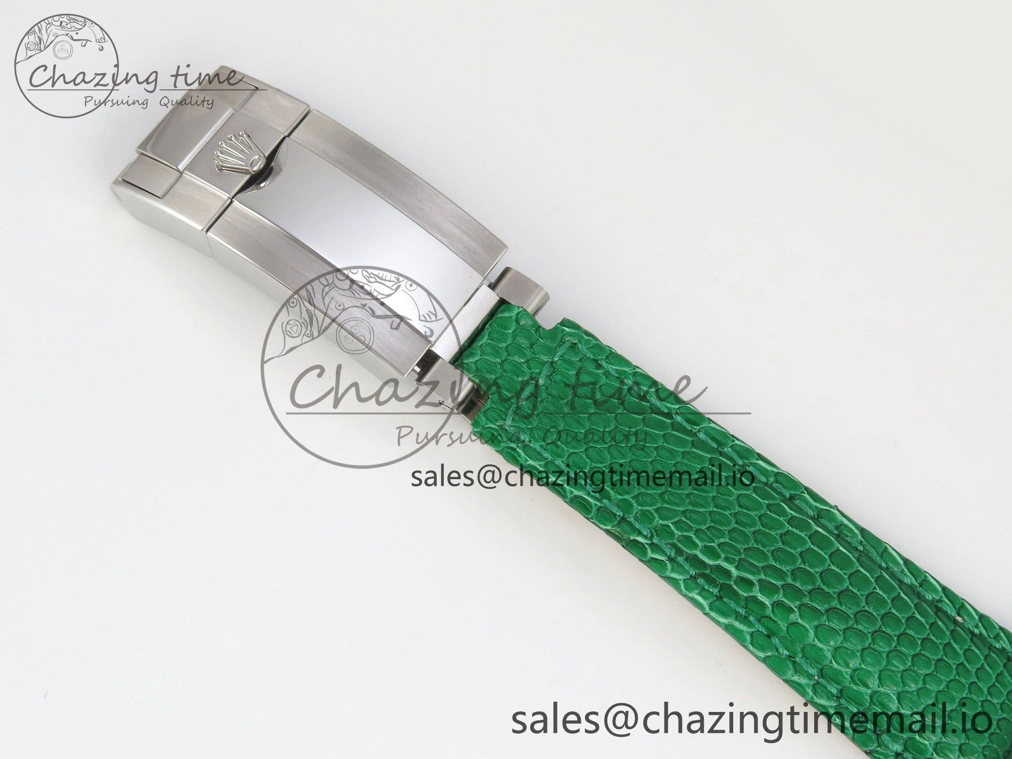 Custom Modded Daytona 40mm MPF Green Dial Diamonds Bezel on Green Leather Strap SA4801