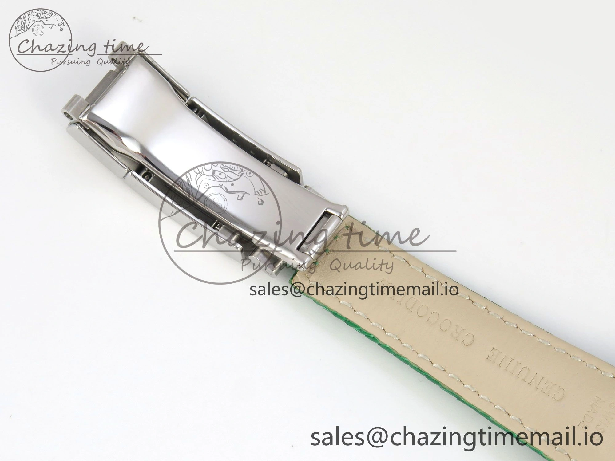 Custom Modded Daytona 40mm MPF Green Dial Diamonds Bezel on Green Leather Strap SA4801