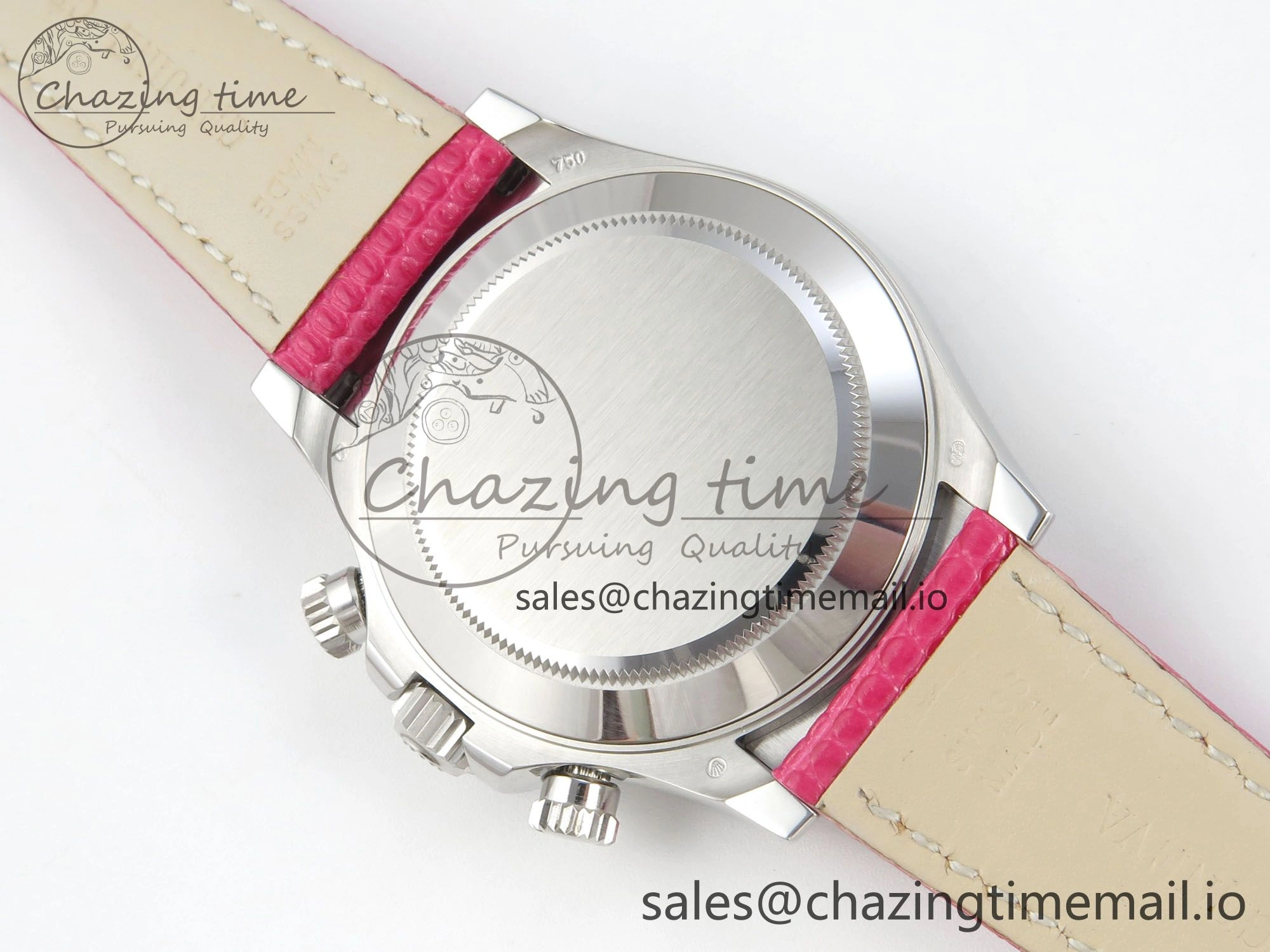 Custom Modded Daytona 40mm MPF Pink Dial Diamonds Bezel on Pink Leather Strap SA4801