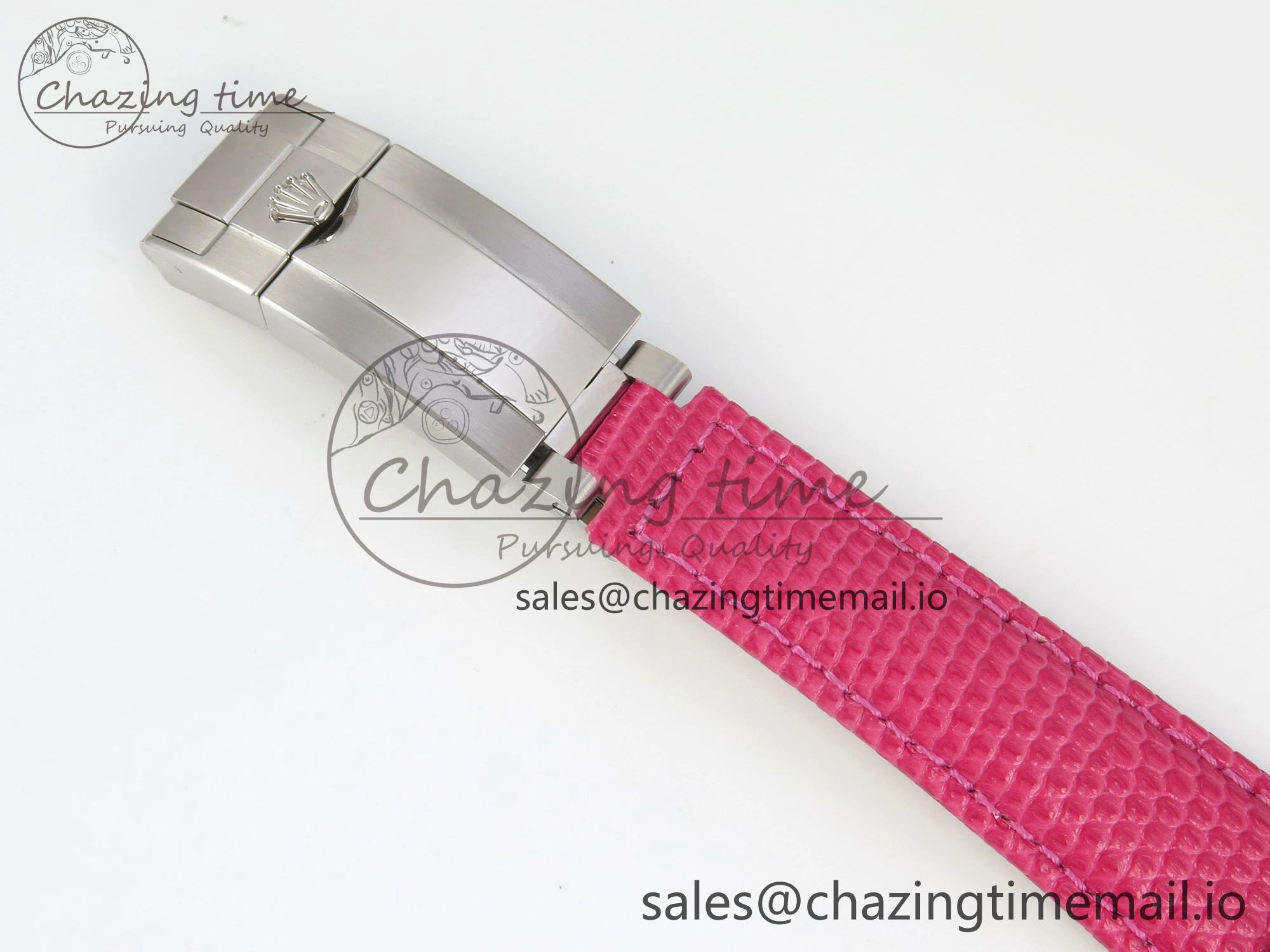Custom Modded Daytona 40mm MPF Pink Dial Diamonds Bezel on Pink Leather Strap SA4801