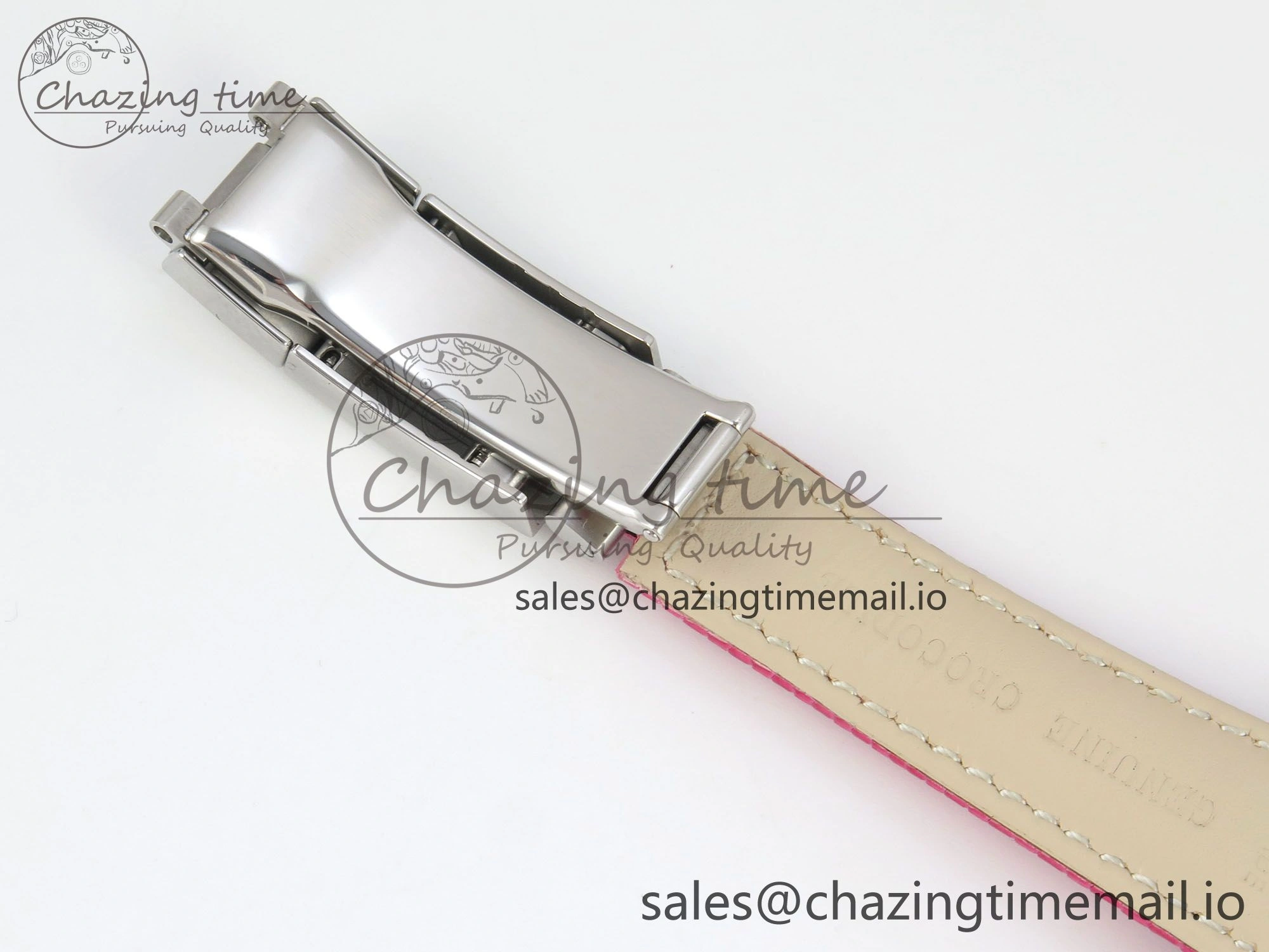 Custom Modded Daytona 40mm MPF Pink Dial Diamonds Bezel on Pink Leather Strap SA4801