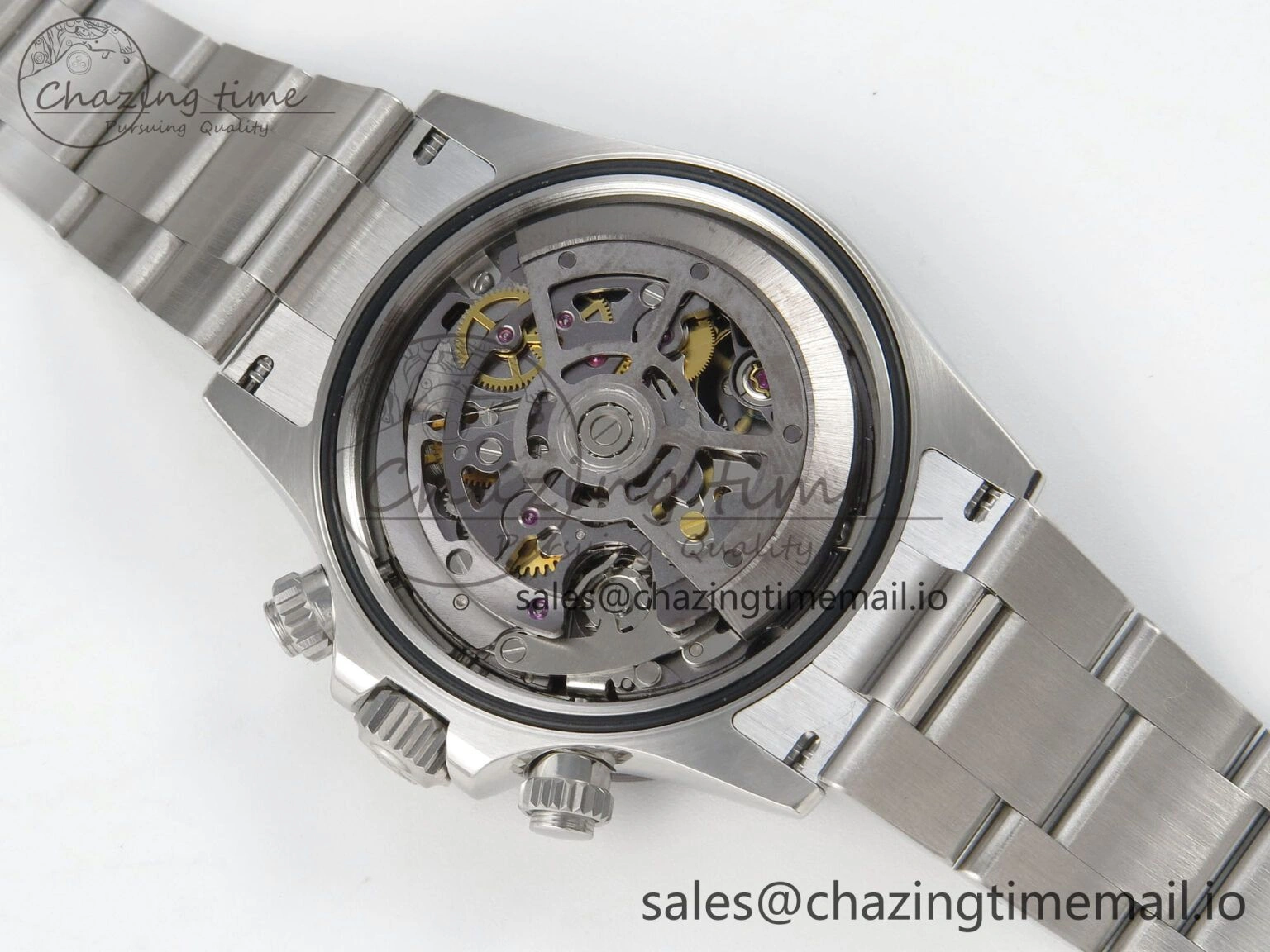 Custom Modded Daytona 40mm MPF Skeleton Dial Crystal Bezel on SS Bracelet SA4801