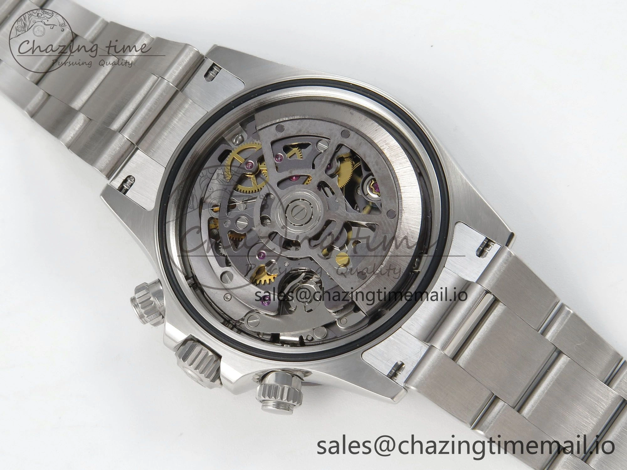 Custom Modded Daytona 40mm MPF Skeleton Dial Crystal Bezel on SS Bracelet SA4801