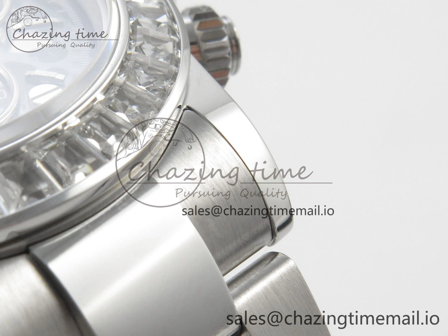 Custom Modded Daytona 40mm MPF Skeleton Dial Crystal Bezel on SS Bracelet SA4801