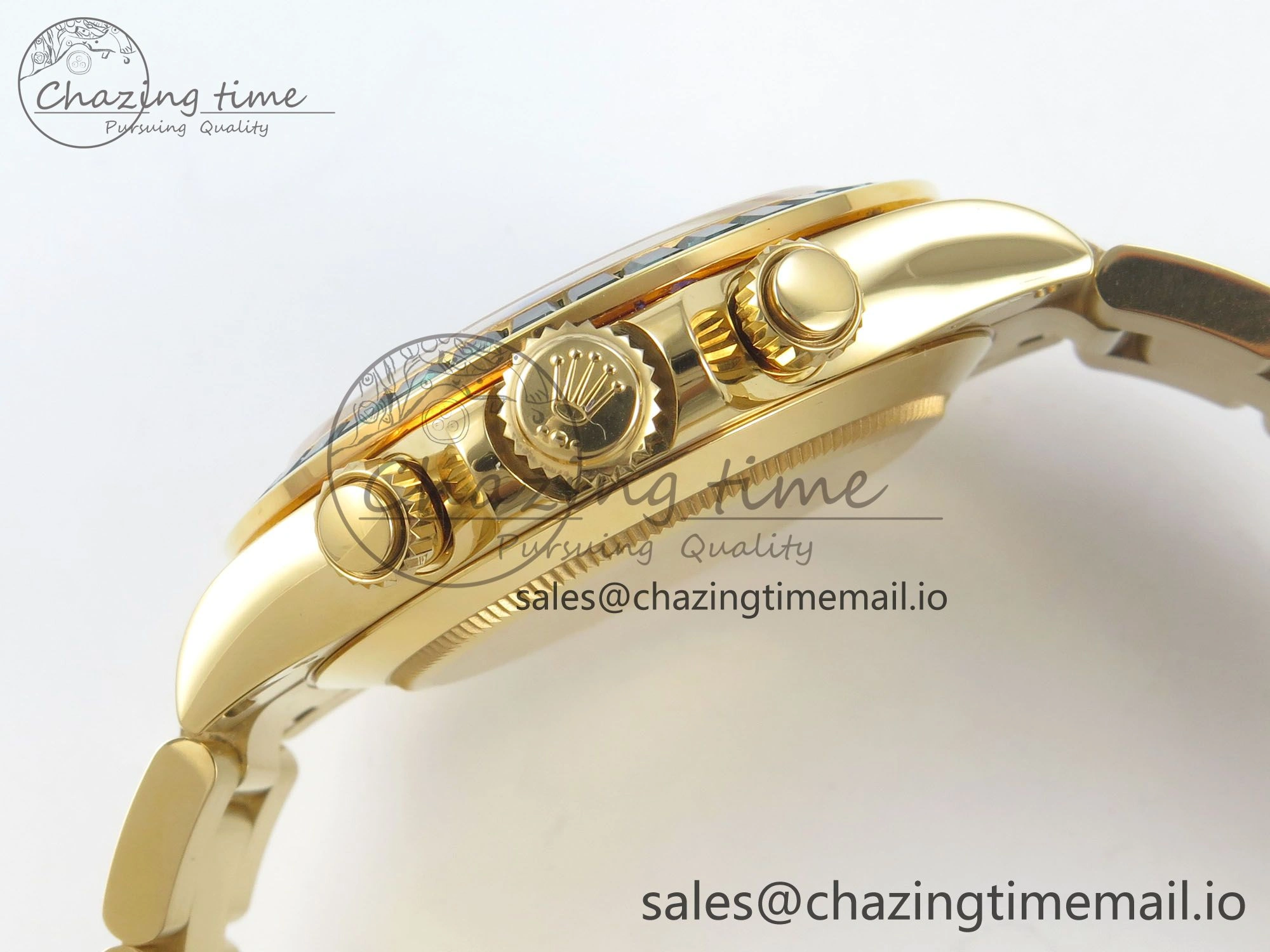 Custom Modded Daytona 40mm MPF Skeleton Dial Green Crystals Bezel on YG Bracelet SA4801