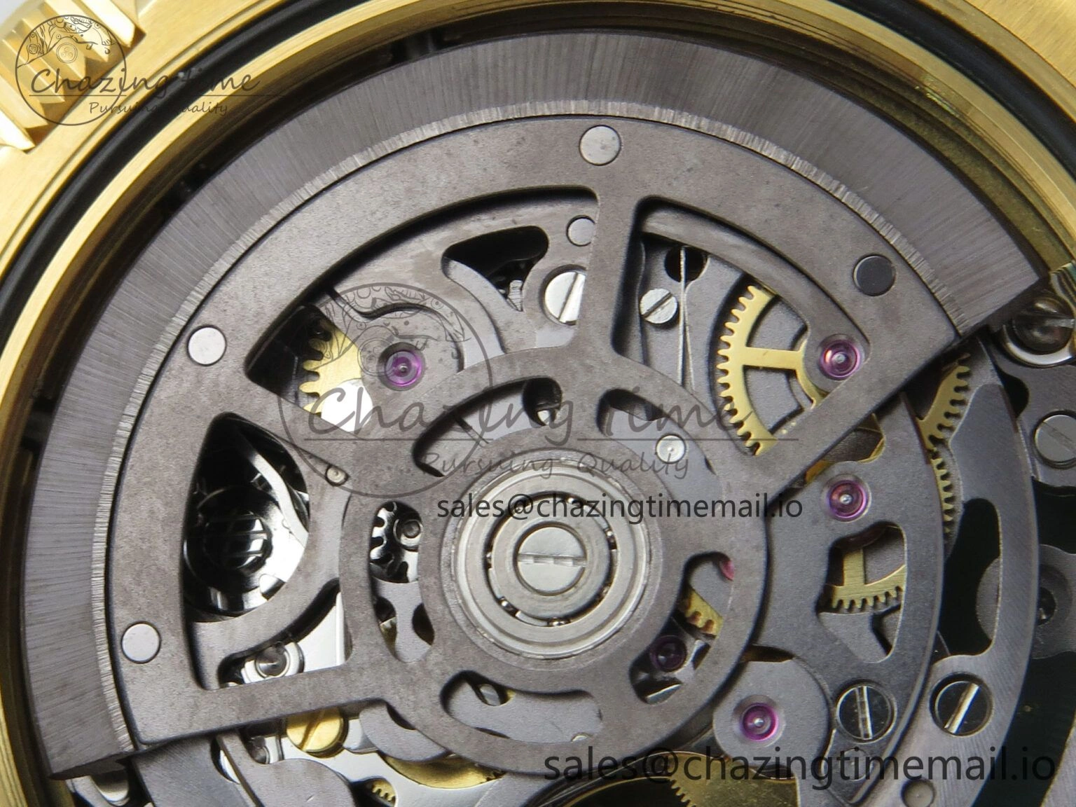 Custom Modded Daytona 40mm MPF Skeleton Dial Green Crystals Bezel on YG Bracelet SA4801