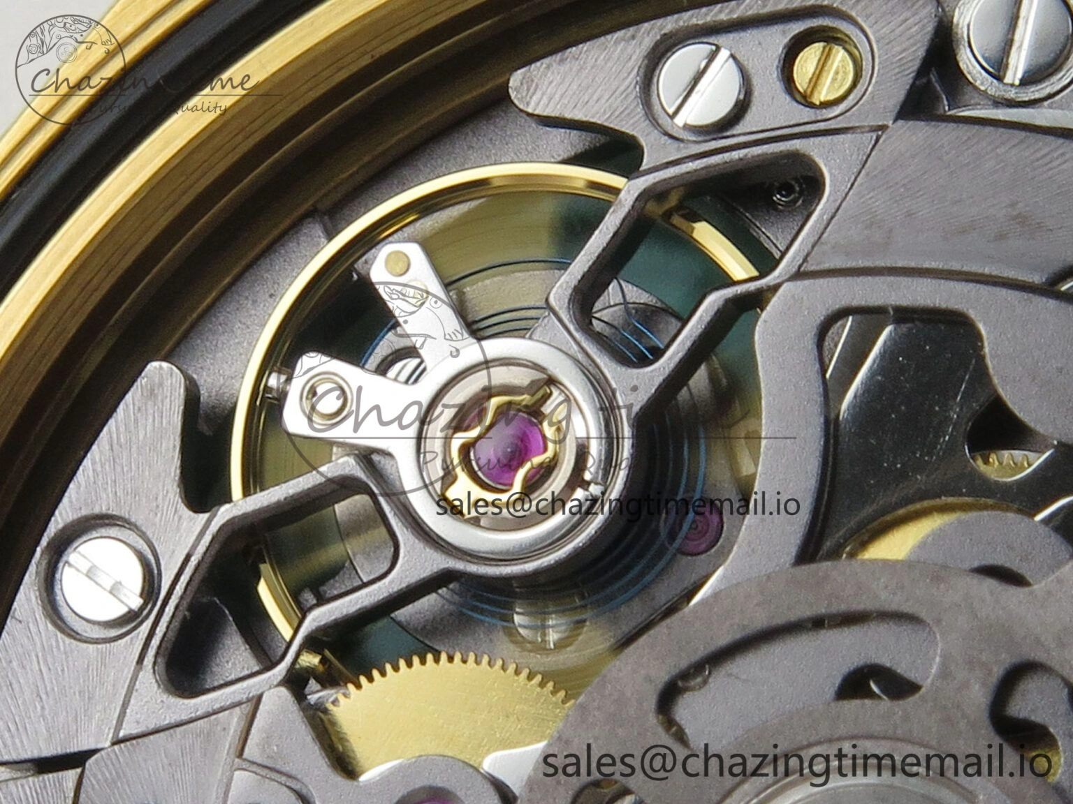 Custom Modded Daytona 40mm MPF Skeleton Dial Green Crystals Bezel on YG Bracelet SA4801