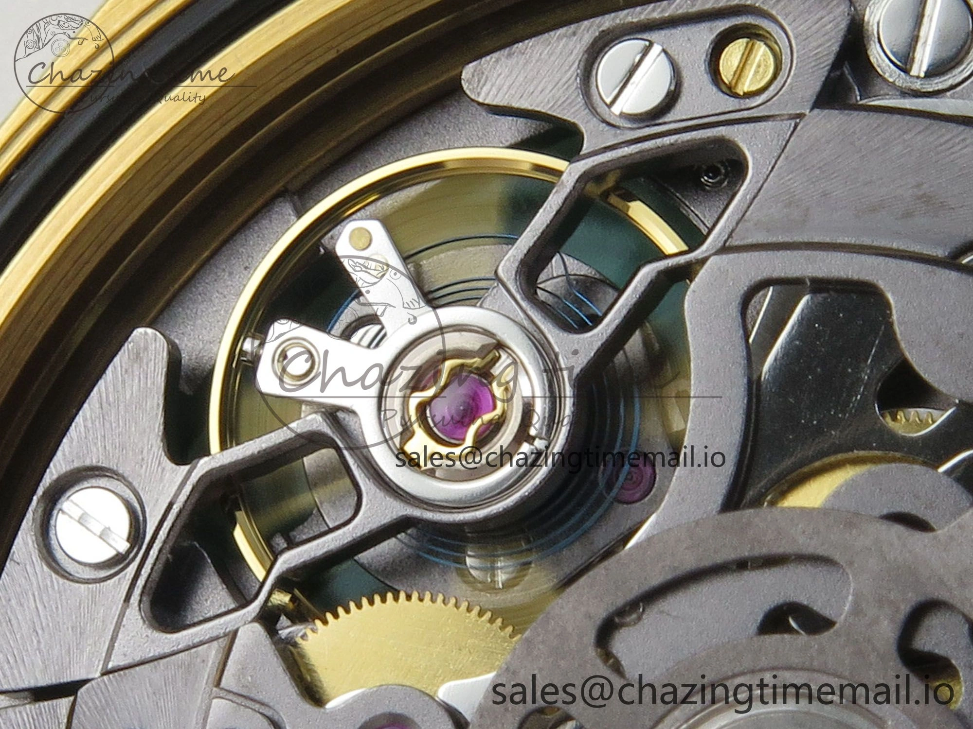 Custom Modded Daytona 40mm MPF Skeleton Dial Green Crystals Bezel on YG Bracelet SA4801