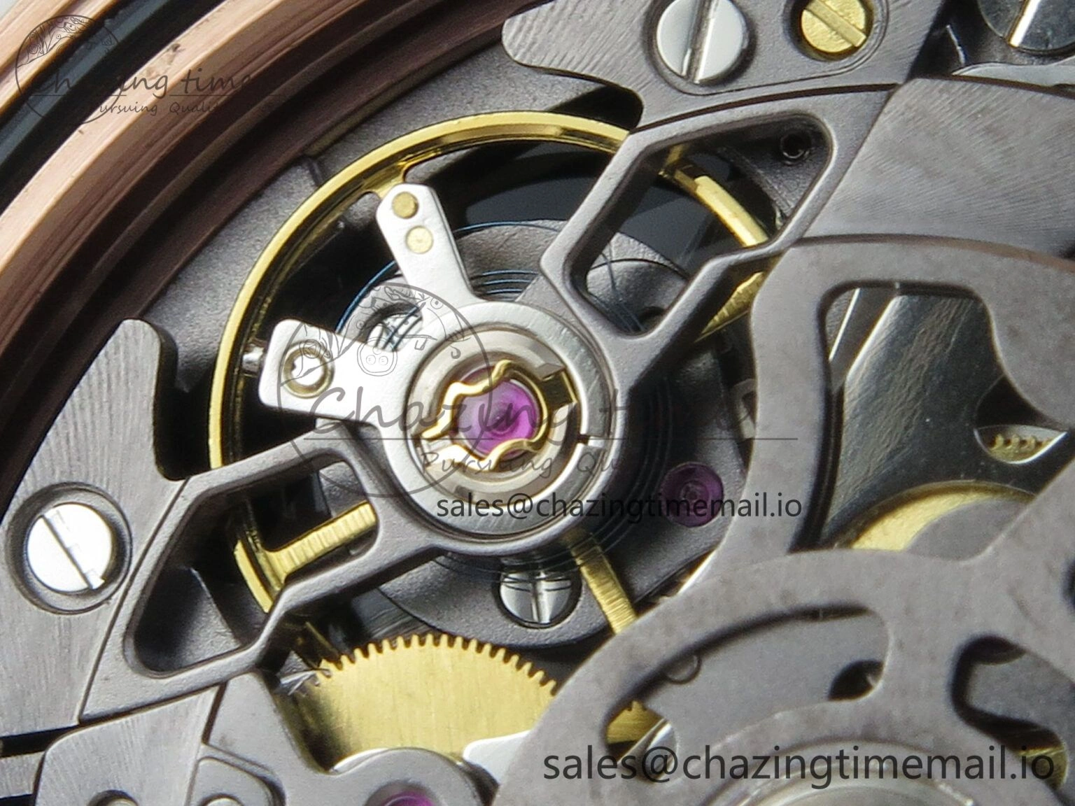 Custom Modded Daytona 40mm MPF Skeleton Dial Rainbow Crystals Bezel on RG Bracelet SA4801
