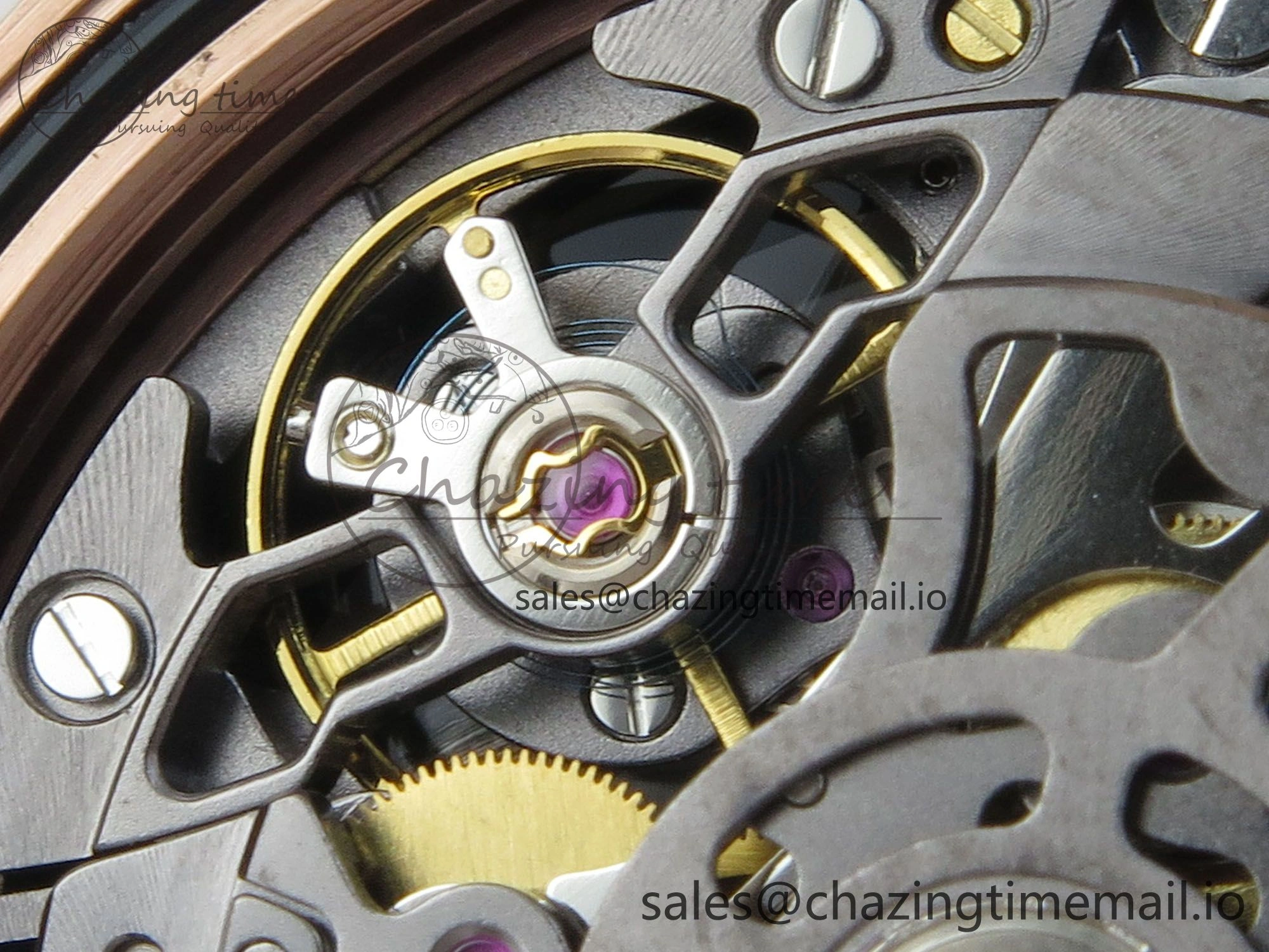 Custom Modded Daytona 40mm MPF Skeleton Dial Rainbow Crystals Bezel on RG Bracelet SA4801