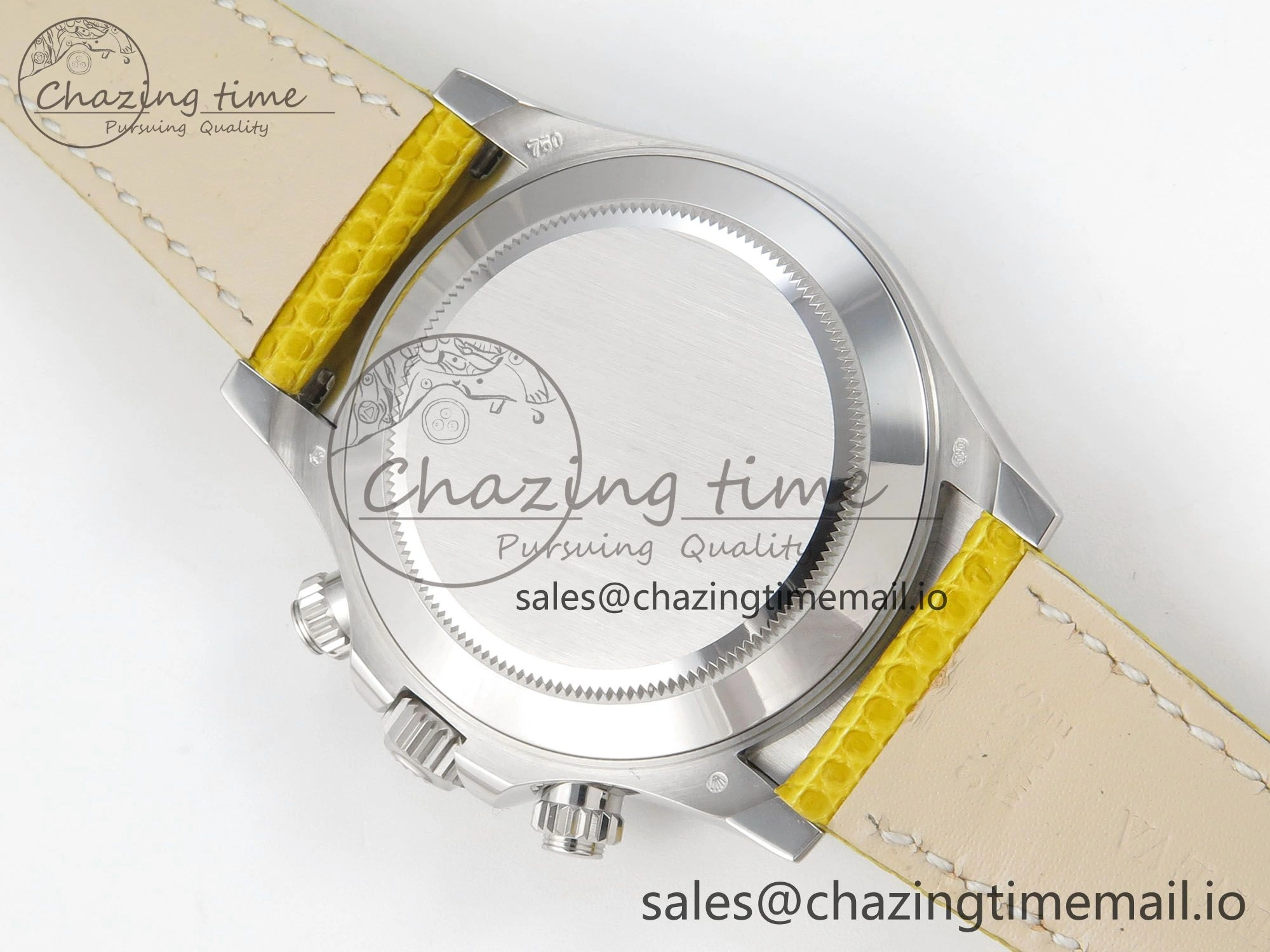 Custom Modded Daytona 40mm MPF Yellow Dial Diamonds Bezel on Yellow Leather Strap SA4801