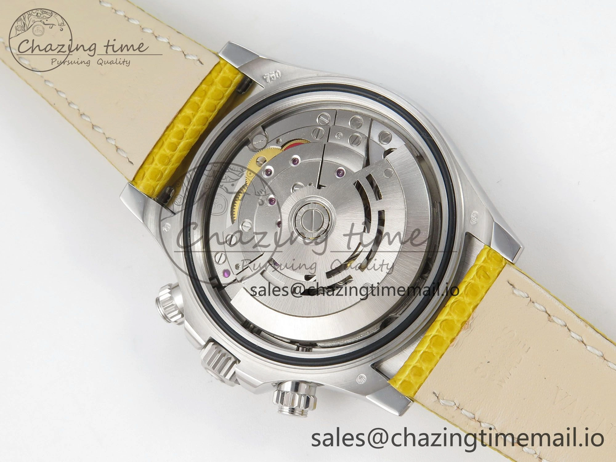 Custom Modded Daytona 40mm MPF Yellow Dial Diamonds Bezel on Yellow Leather Strap SA4801