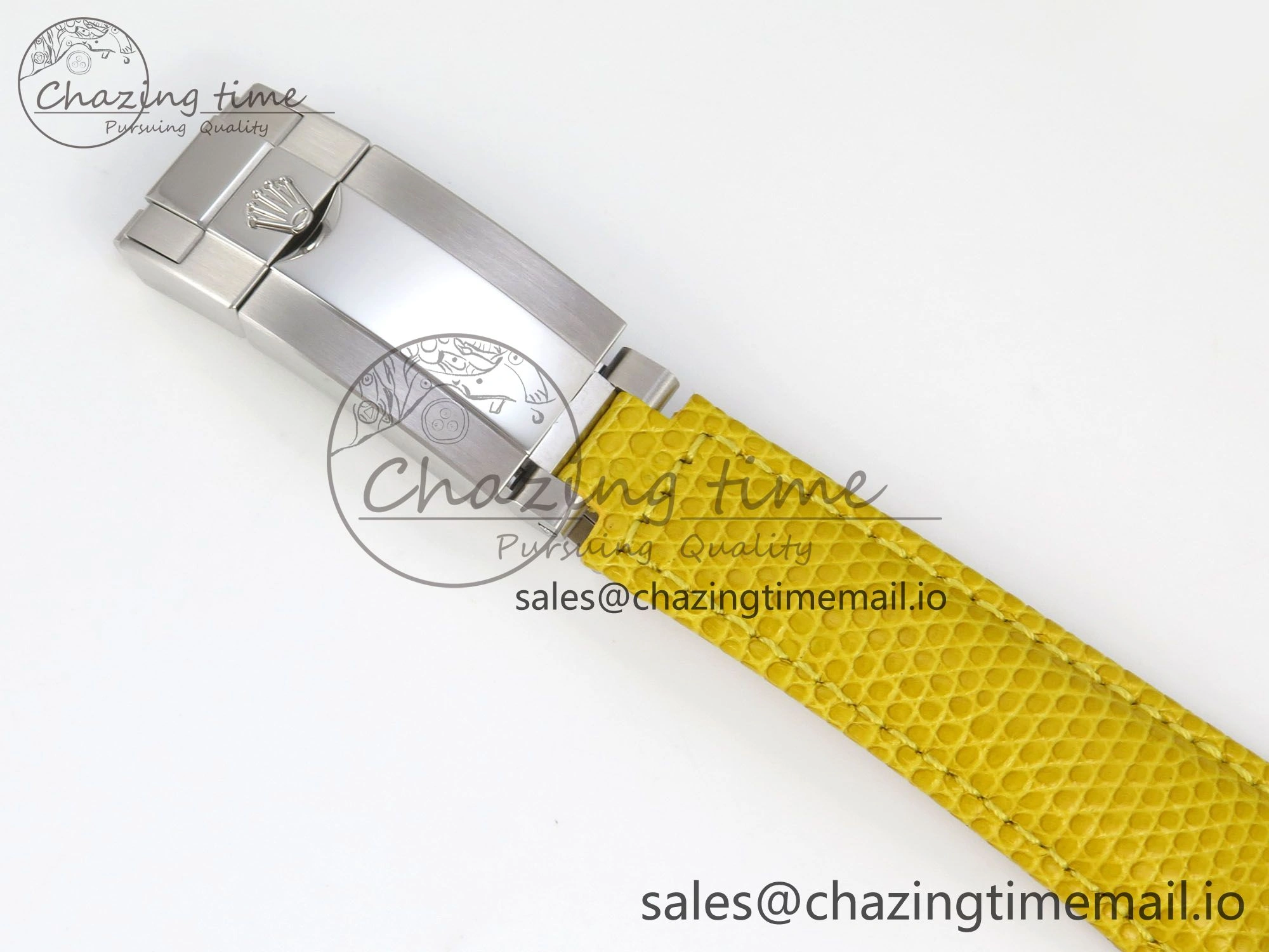 Custom Modded Daytona 40mm MPF Yellow Dial Diamonds Bezel on Yellow Leather Strap SA4801