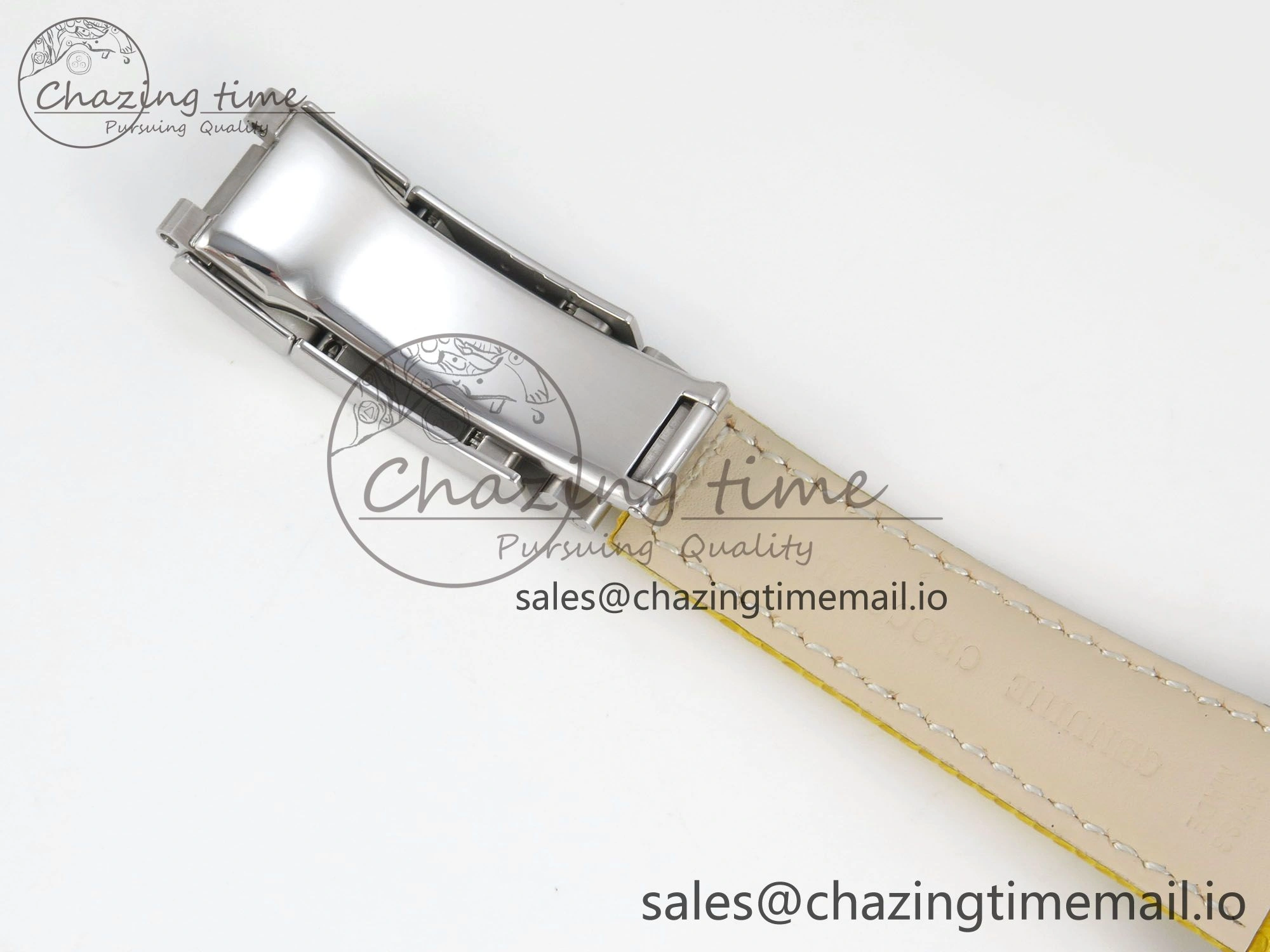 Custom Modded Daytona 40mm MPF Yellow Dial Diamonds Bezel on Yellow Leather Strap SA4801