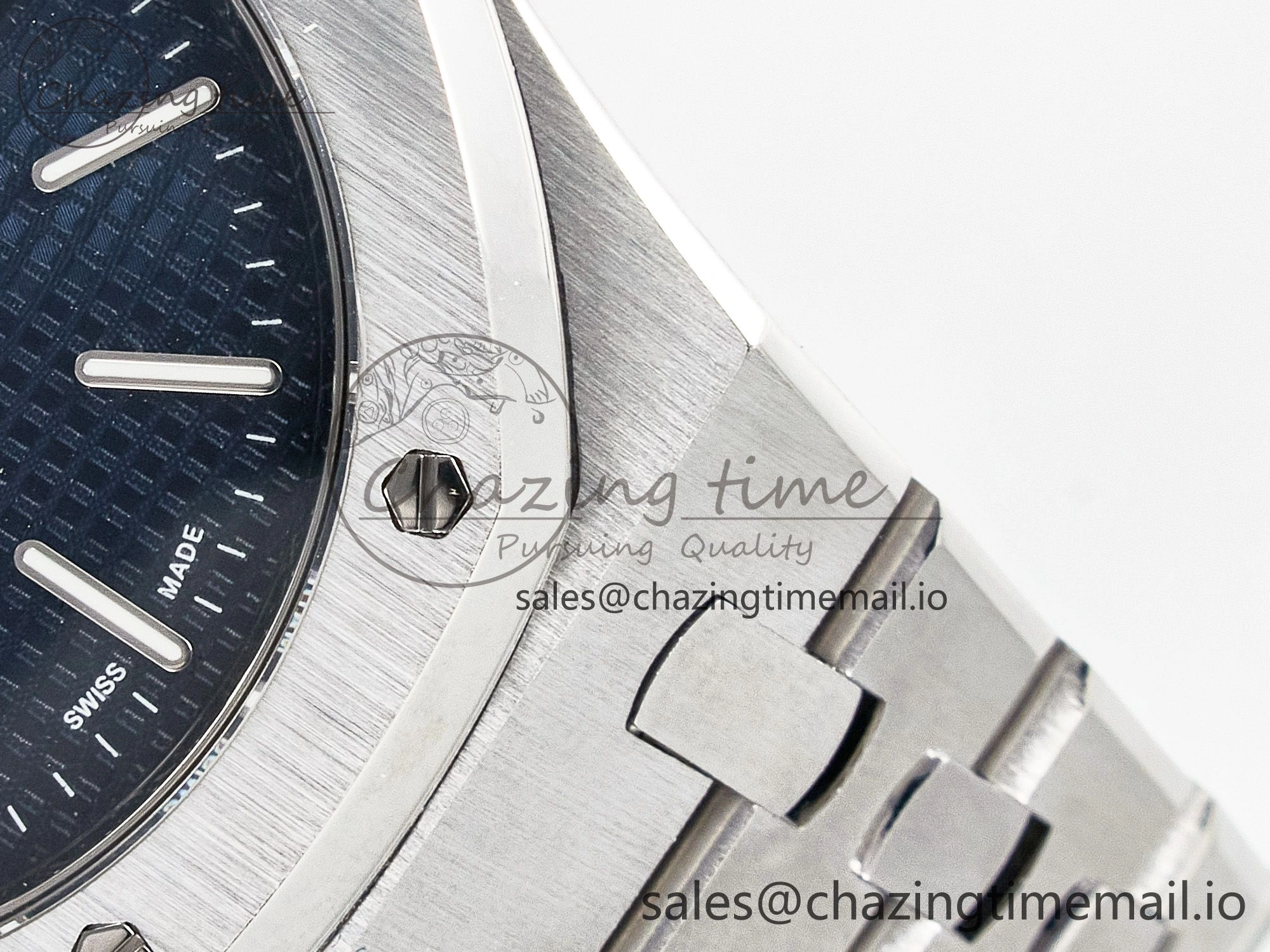 Custom Modded Royal Oak 39mm 15202 SS PPM Blue Textured Dial on SS Bracelet AP2121