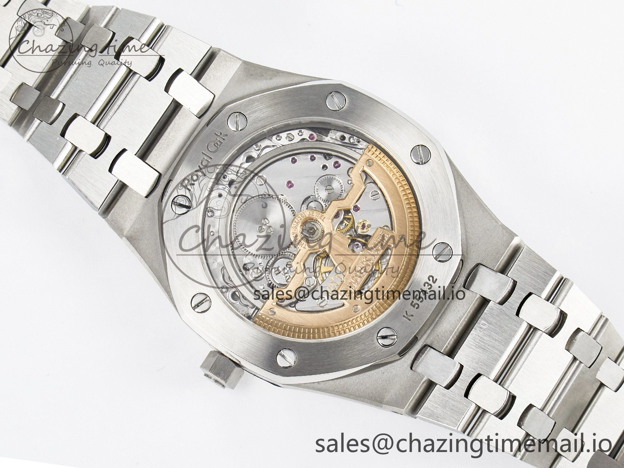 Custom Modded Royal Oak 39mm 15202 SS PPM Blue Textured Dial on SS Bracelet AP2121