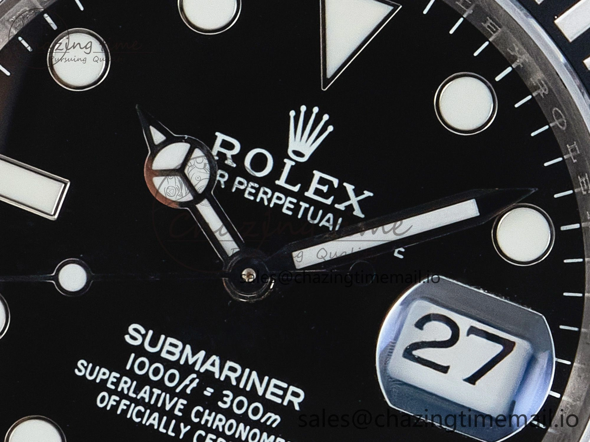 Custom Modded Submariner 40mm Black Ceramic Bezel on Black Rubber Strap 904L Steel MPF SH3135
