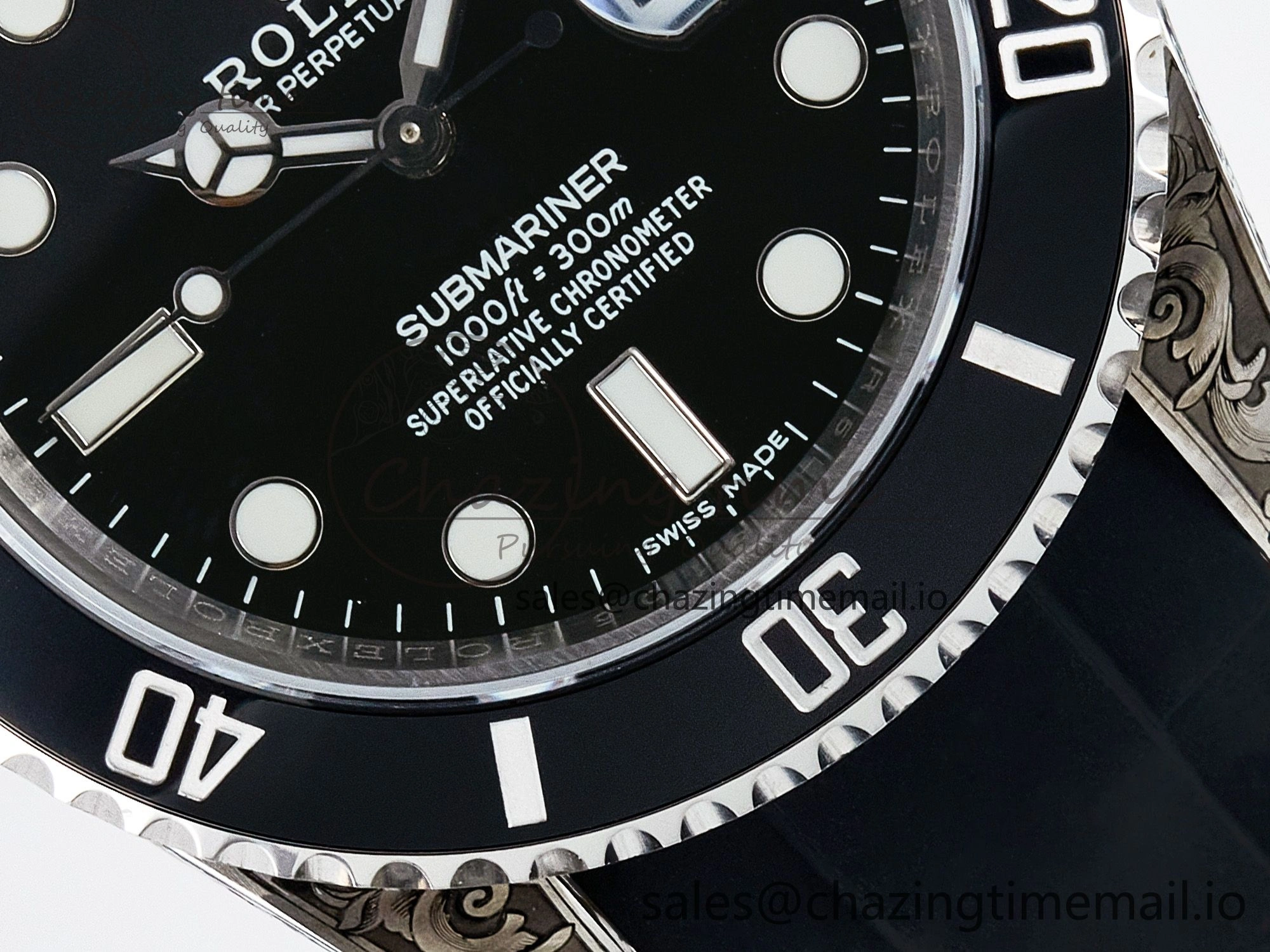 Custom Modded Submariner 40mm Black Ceramic Bezel on Black Rubber Strap 904L Steel MPF SH3135