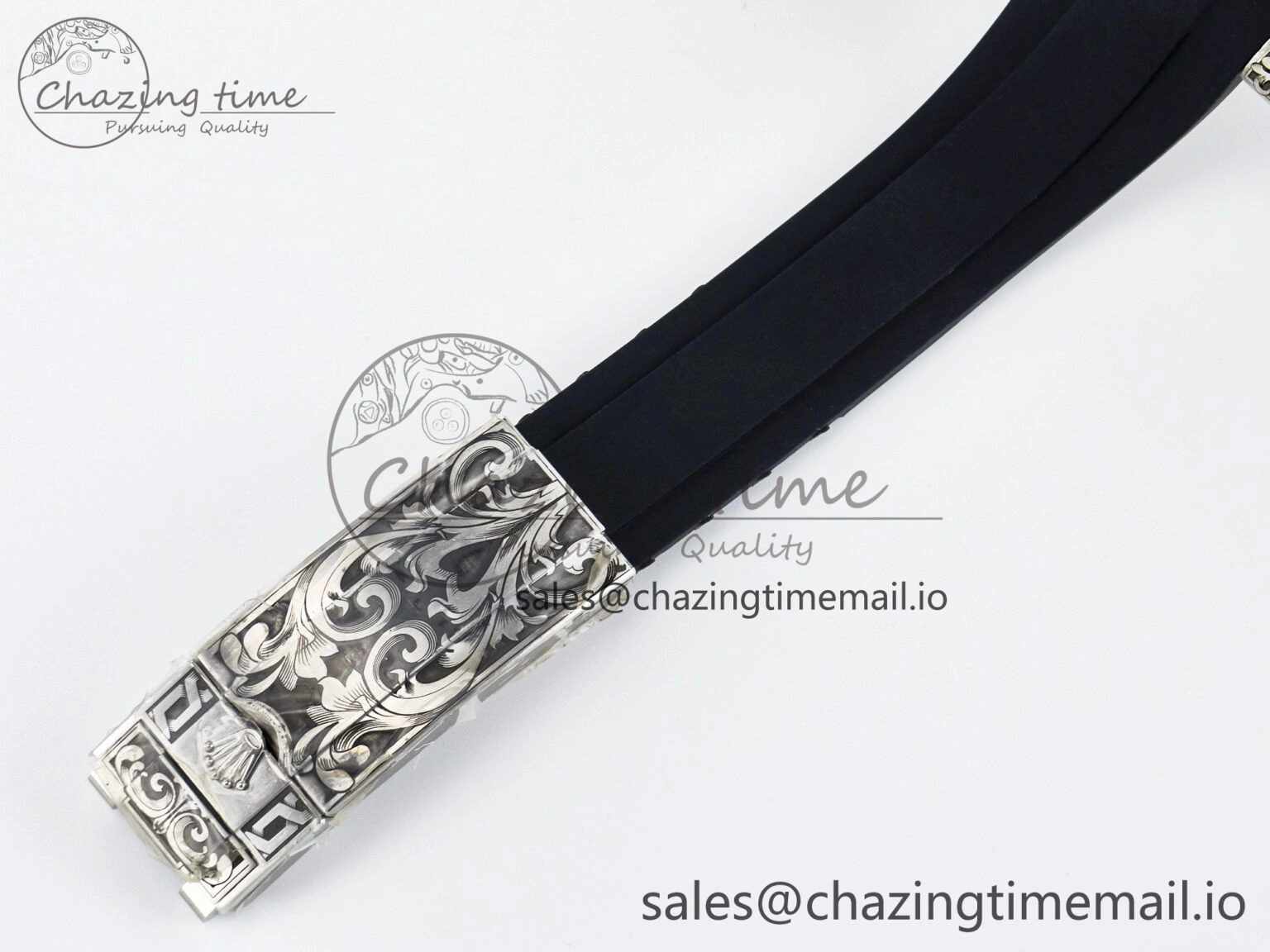 Custom Modded Submariner 40mm Black Ceramic Bezel on Black Rubber Strap 904L Steel MPF SH3135