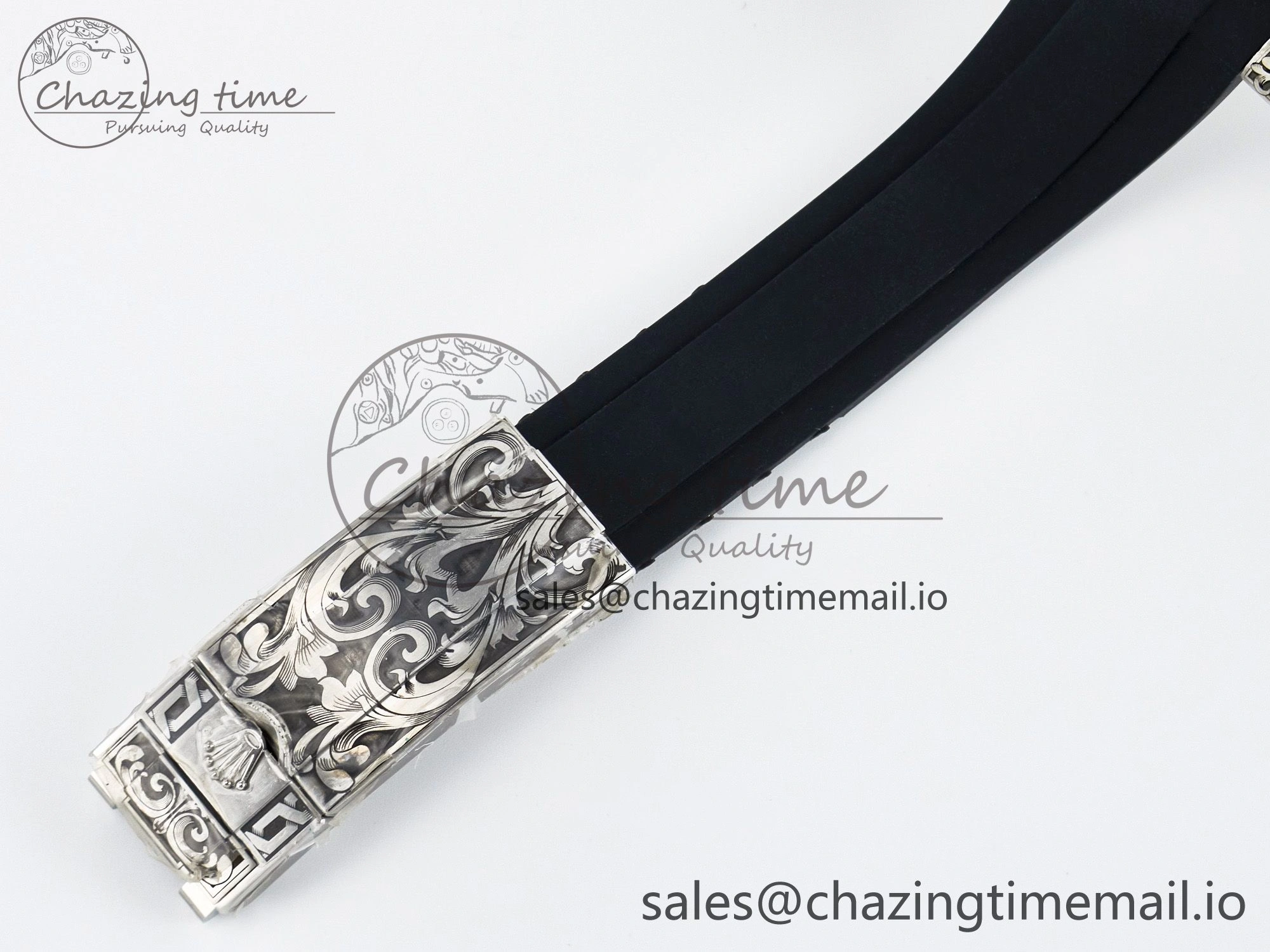 Custom Modded Submariner 40mm Black Ceramic Bezel on Black Rubber Strap 904L Steel MPF SH3135