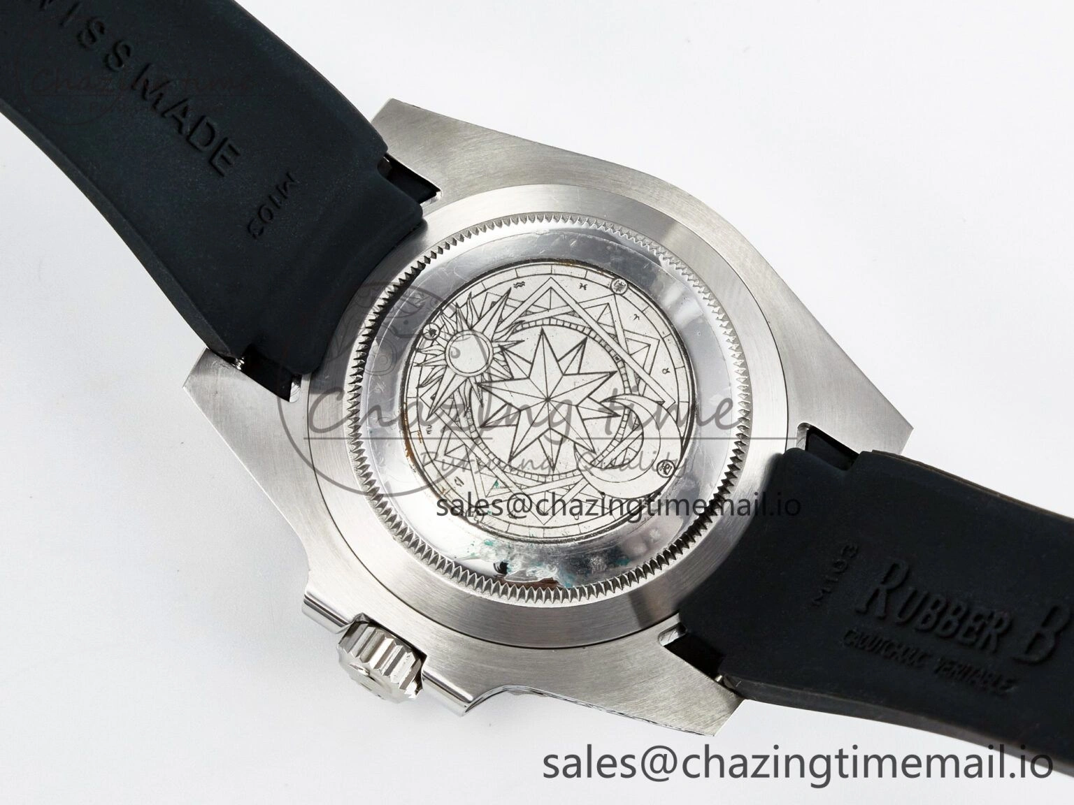 Custom Modded Submariner 40mm Black Ceramic Bezel on Black Rubber Strap 904L Steel MPF SH3135
