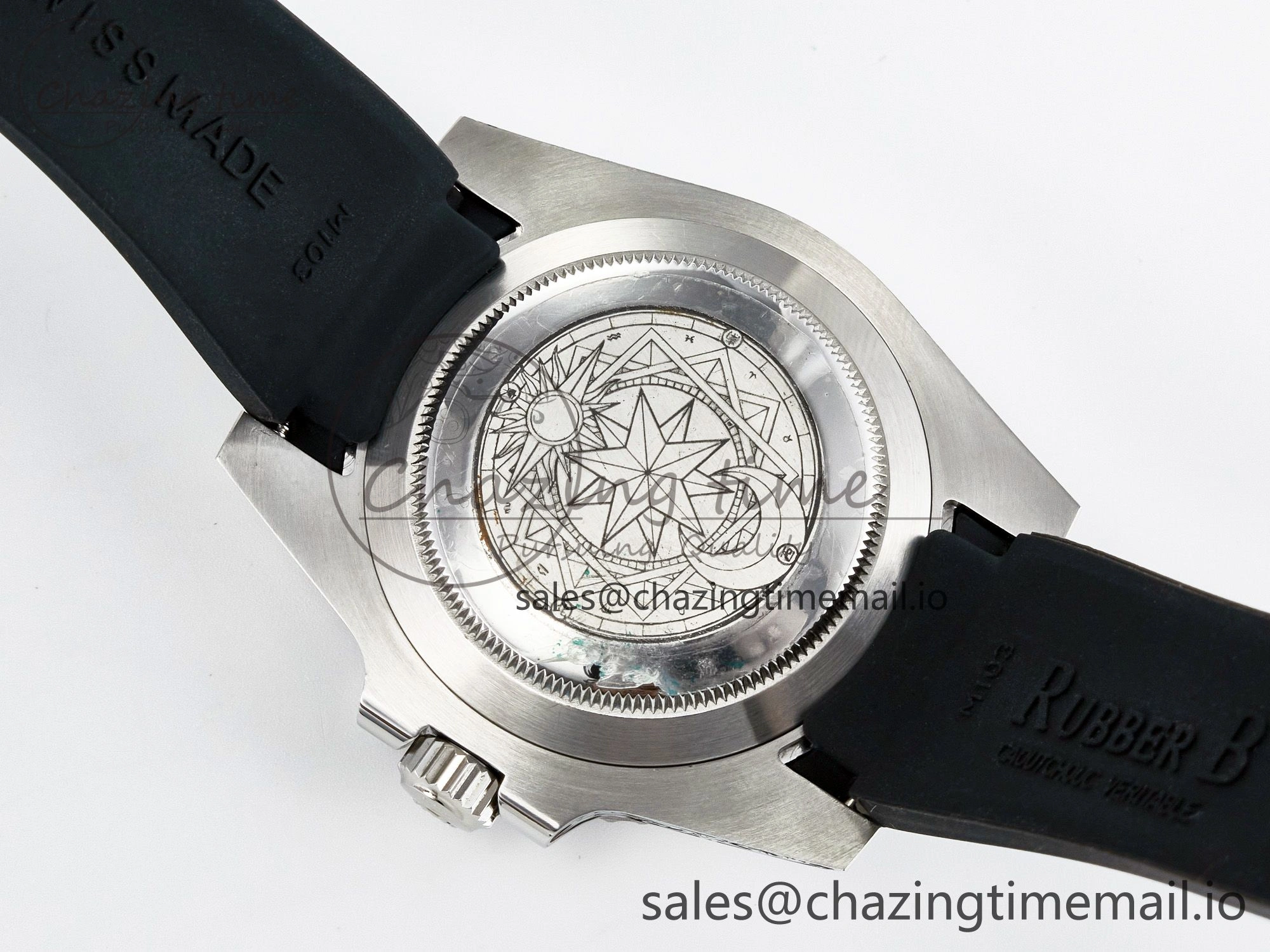 Custom Modded Submariner 40mm Black Ceramic Bezel on Black Rubber Strap 904L Steel MPF SH3135