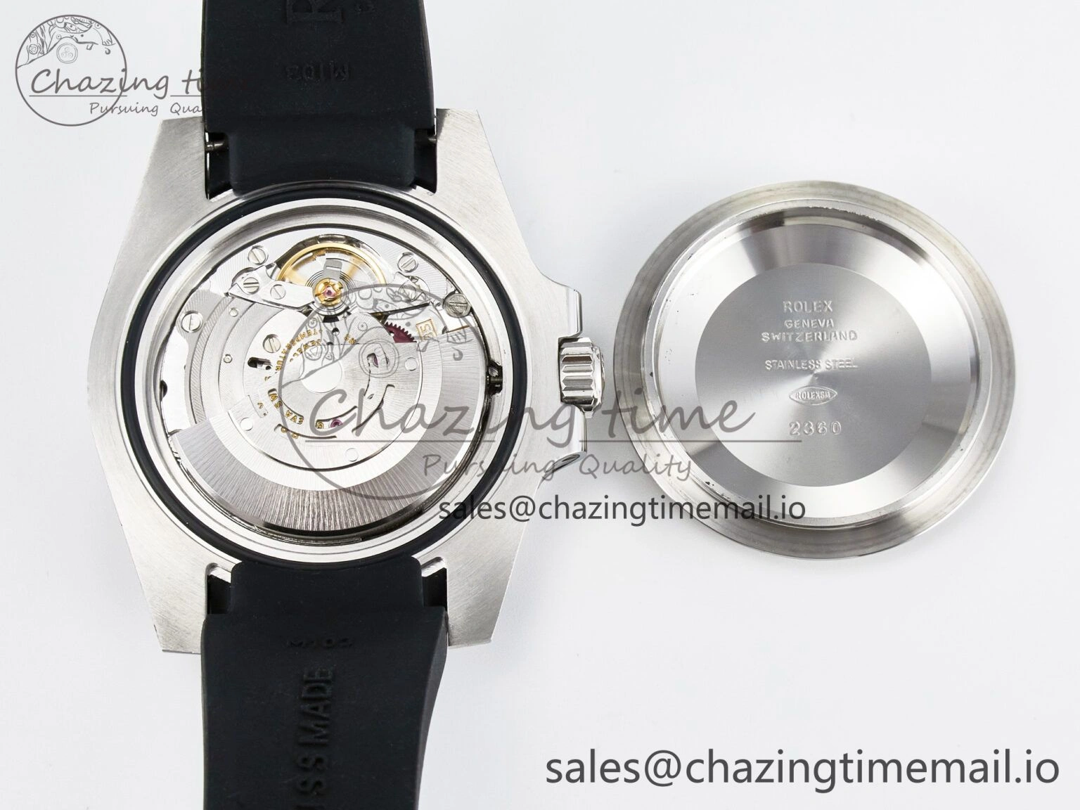 Custom Modded Submariner 40mm Black Ceramic Bezel on Black Rubber Strap 904L Steel MPF SH3135