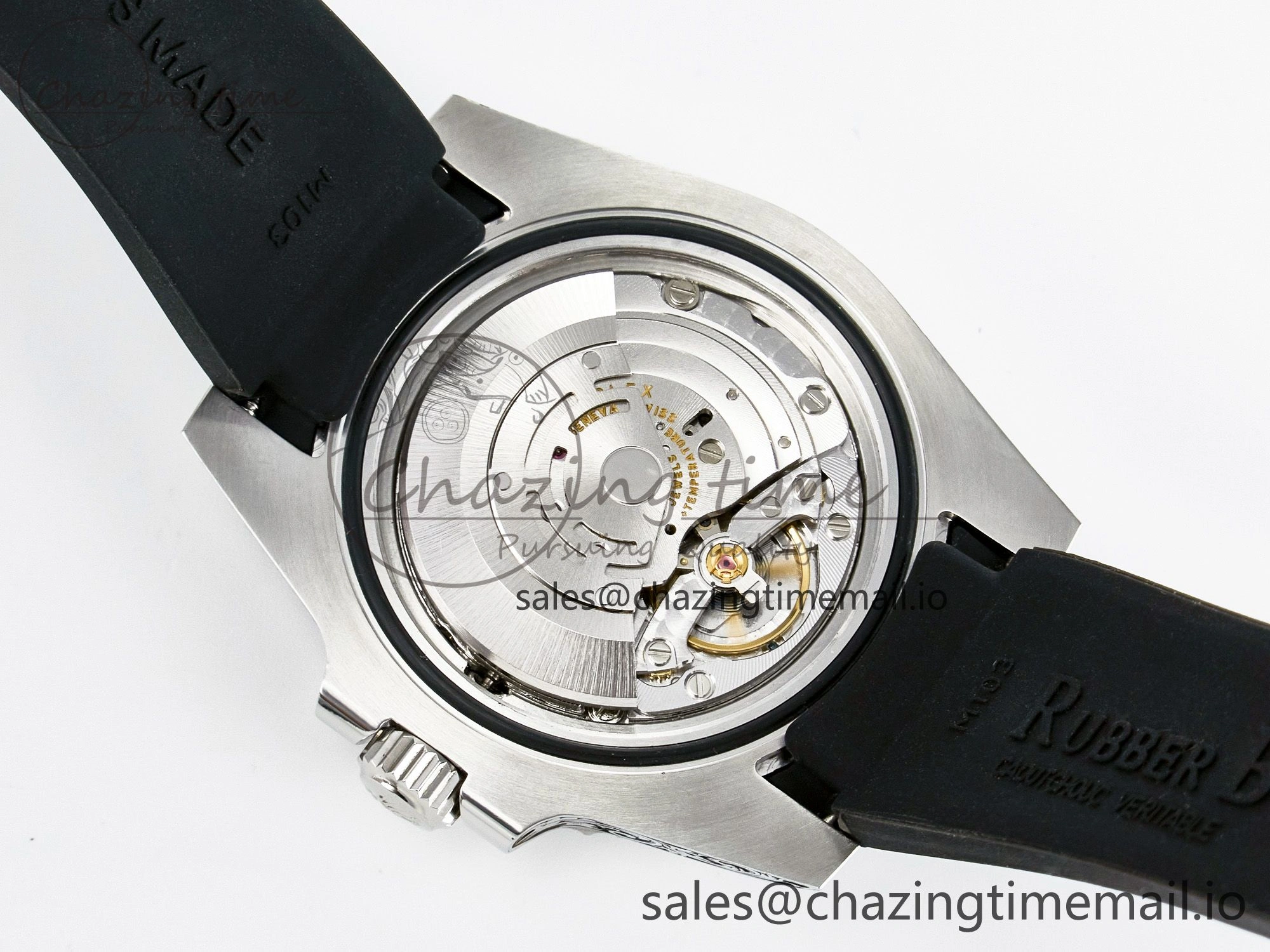 Custom Modded Submariner 40mm Black Ceramic Bezel on Black Rubber Strap 904L Steel MPF SH3135