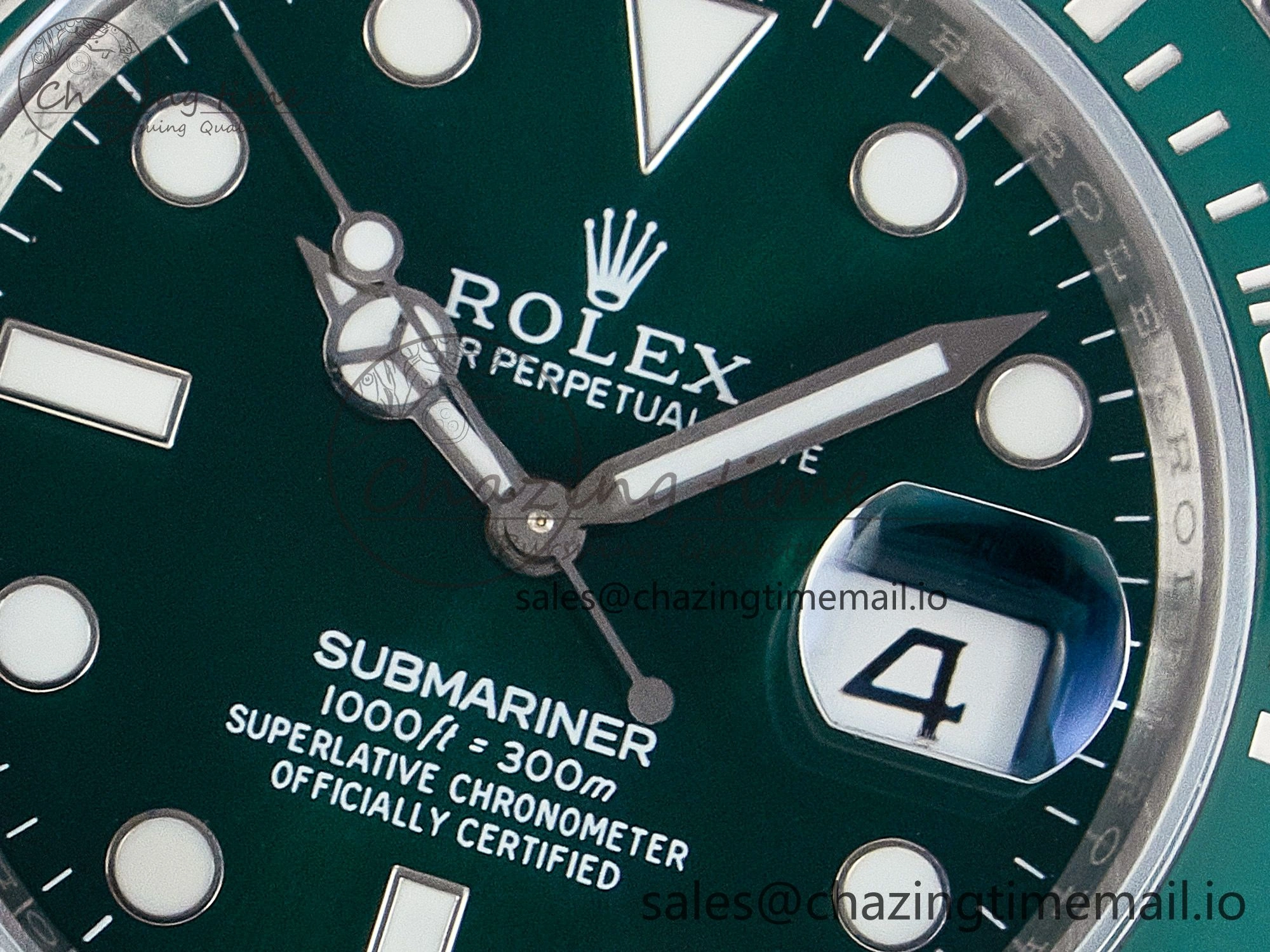 Custom Modded Submariner 40mm Green Ceramic Bezel on Green Rubber Strap 904L Steel MPF SH3135