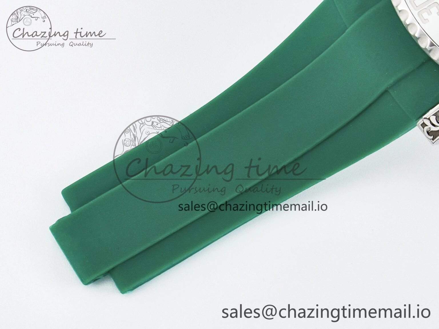 Custom Modded Submariner 40mm Green Ceramic Bezel on Green Rubber Strap 904L Steel MPF SH3135