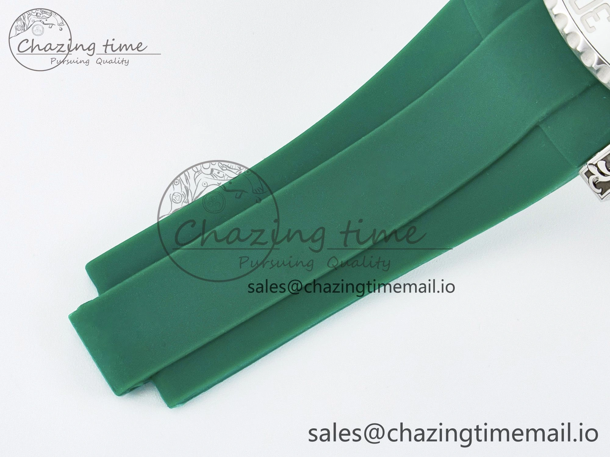Custom Modded Submariner 40mm Green Ceramic Bezel on Green Rubber Strap 904L Steel MPF SH3135