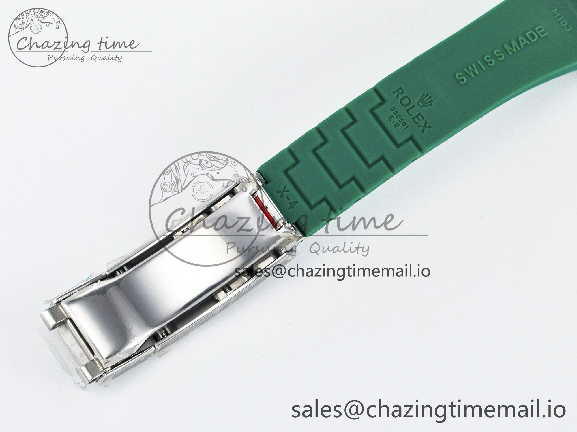 Custom Modded Submariner 40mm Green Ceramic Bezel on Green Rubber Strap 904L Steel MPF SH3135