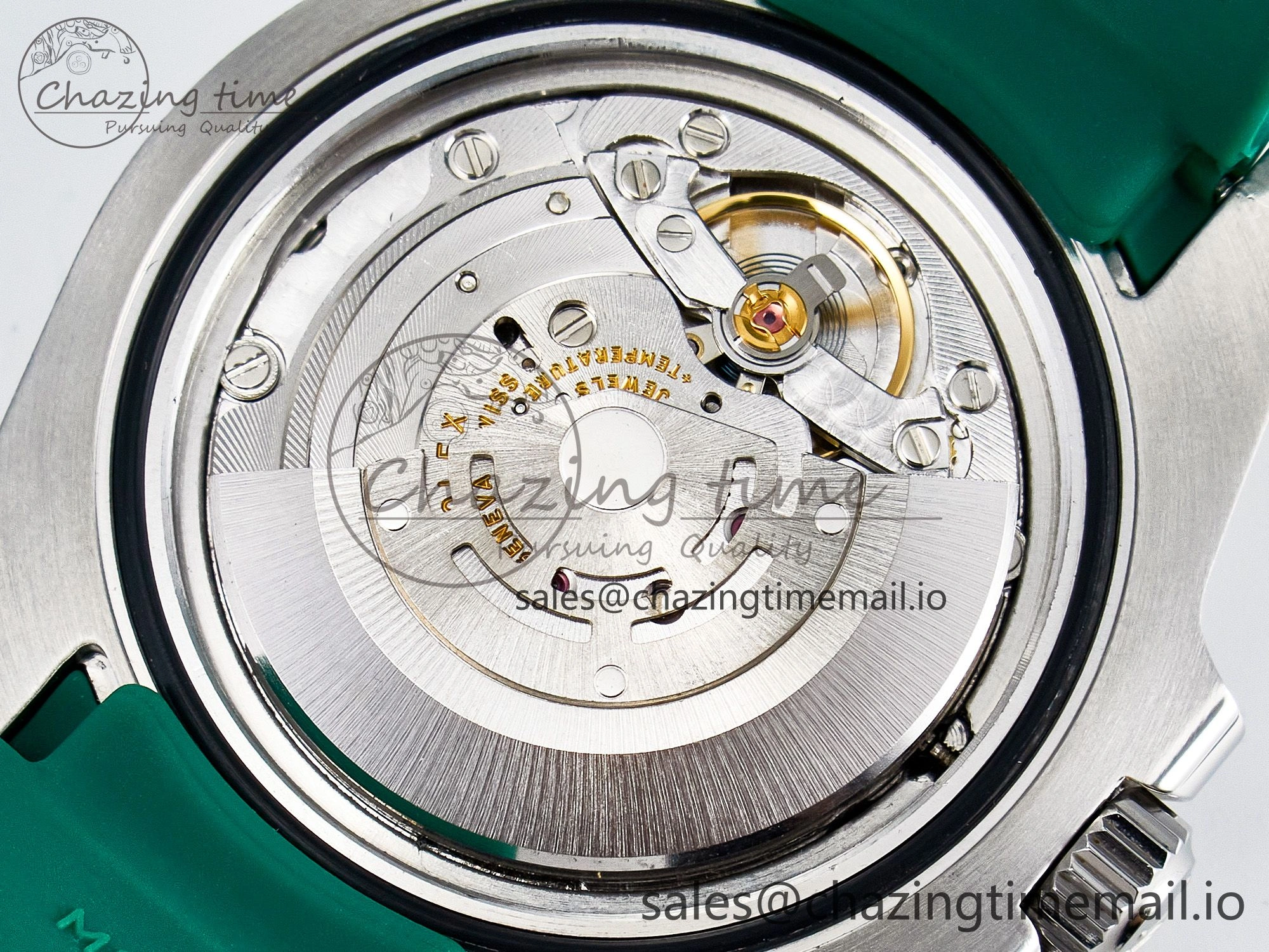Custom Modded Submariner 40mm Green Ceramic Bezel on Green Rubber Strap 904L Steel MPF SH3135