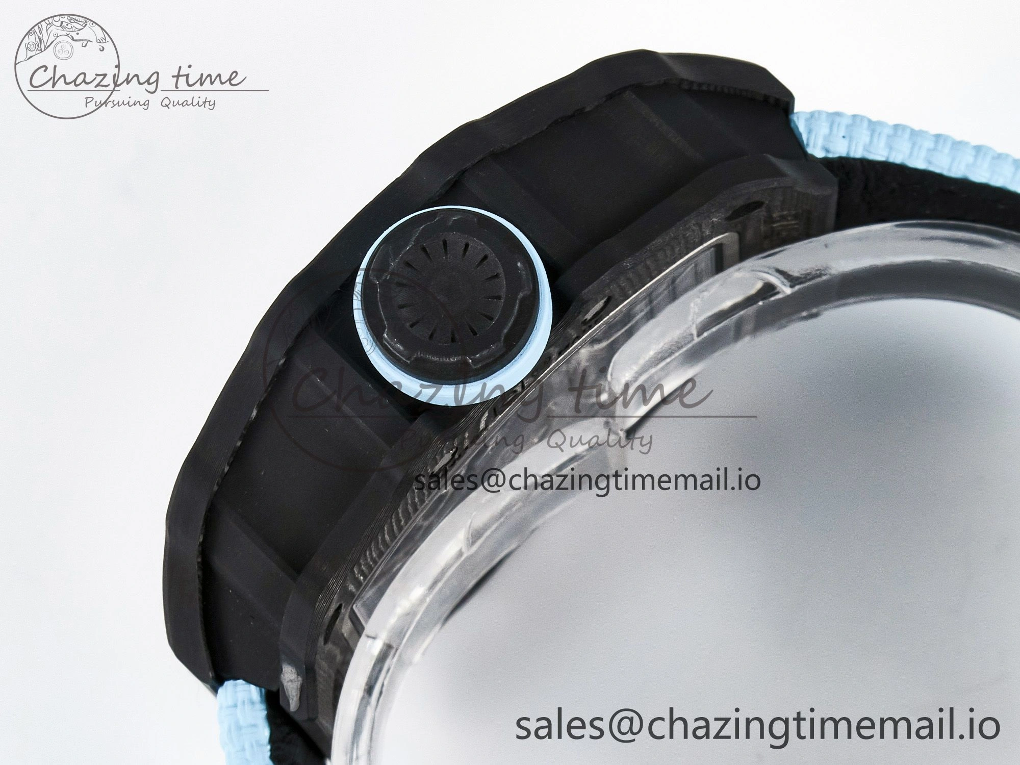 Custom RM035-02 NTPT PPMF 1:1 Best Edition Blue Crown on Nylon Strap Custom Vaucher Movement