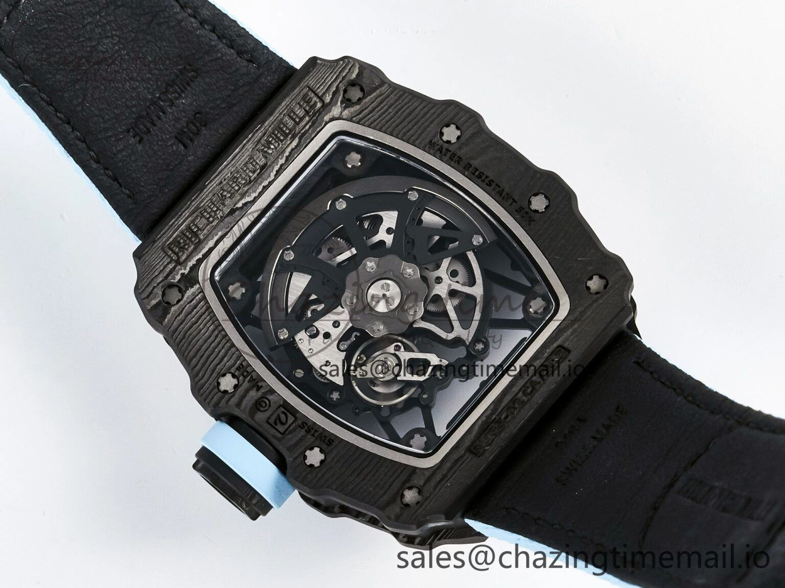 Custom RM035-02 NTPT PPMF 1:1 Best Edition Blue Crown on Nylon Strap Custom Vaucher Movement
