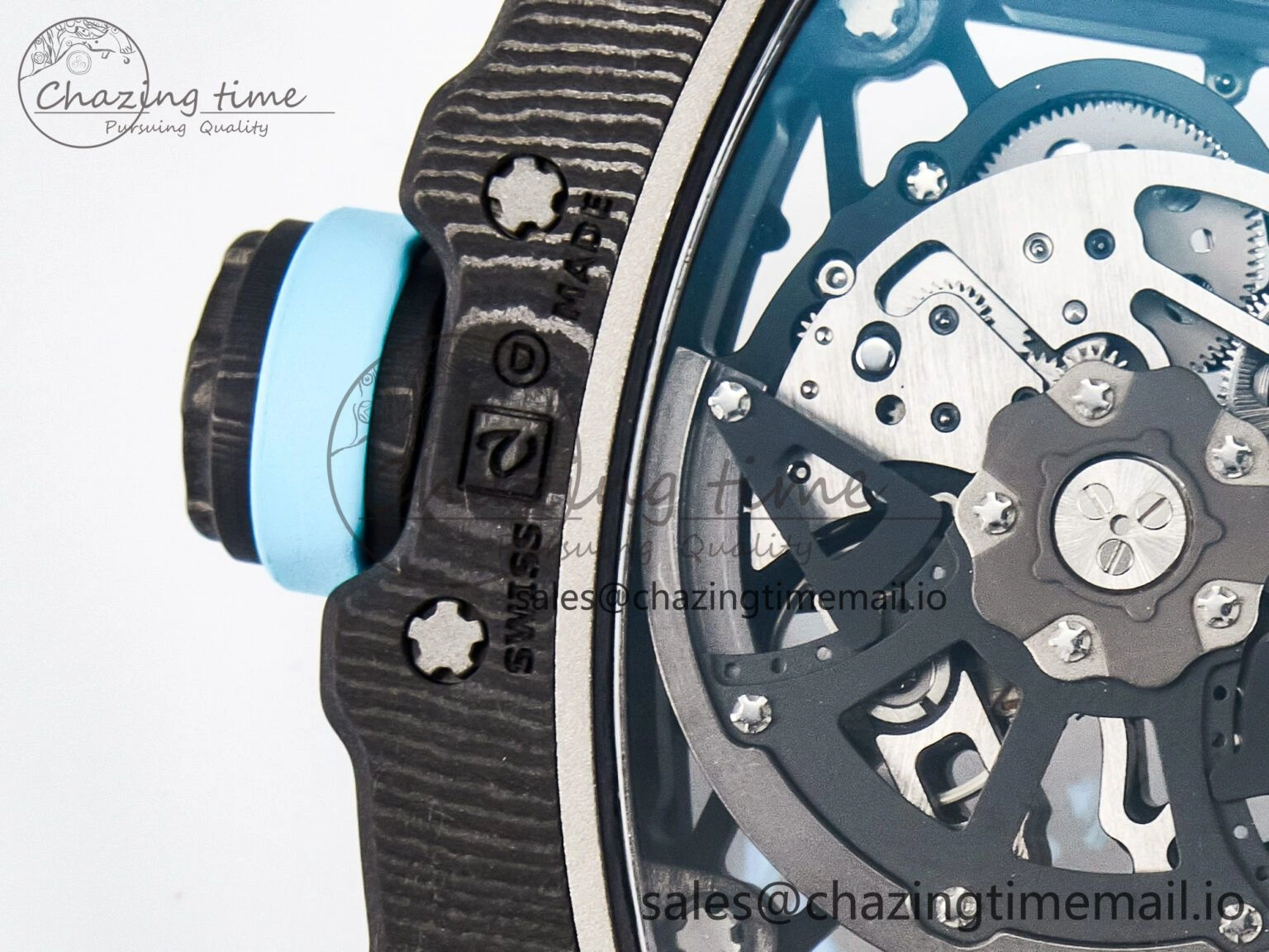 Custom RM035-02 NTPT PPMF 1:1 Best Edition Blue Crown on Nylon Strap Custom Vaucher Movement