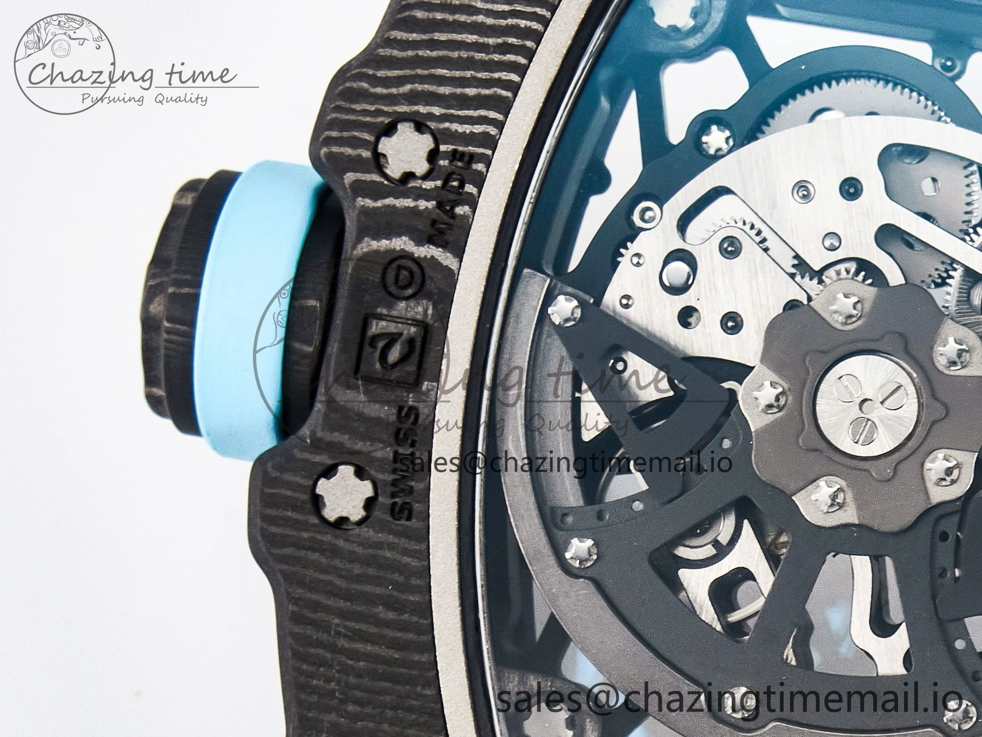 Custom RM035-02 NTPT PPMF 1:1 Best Edition Blue Crown on Nylon Strap Custom Vaucher Movement