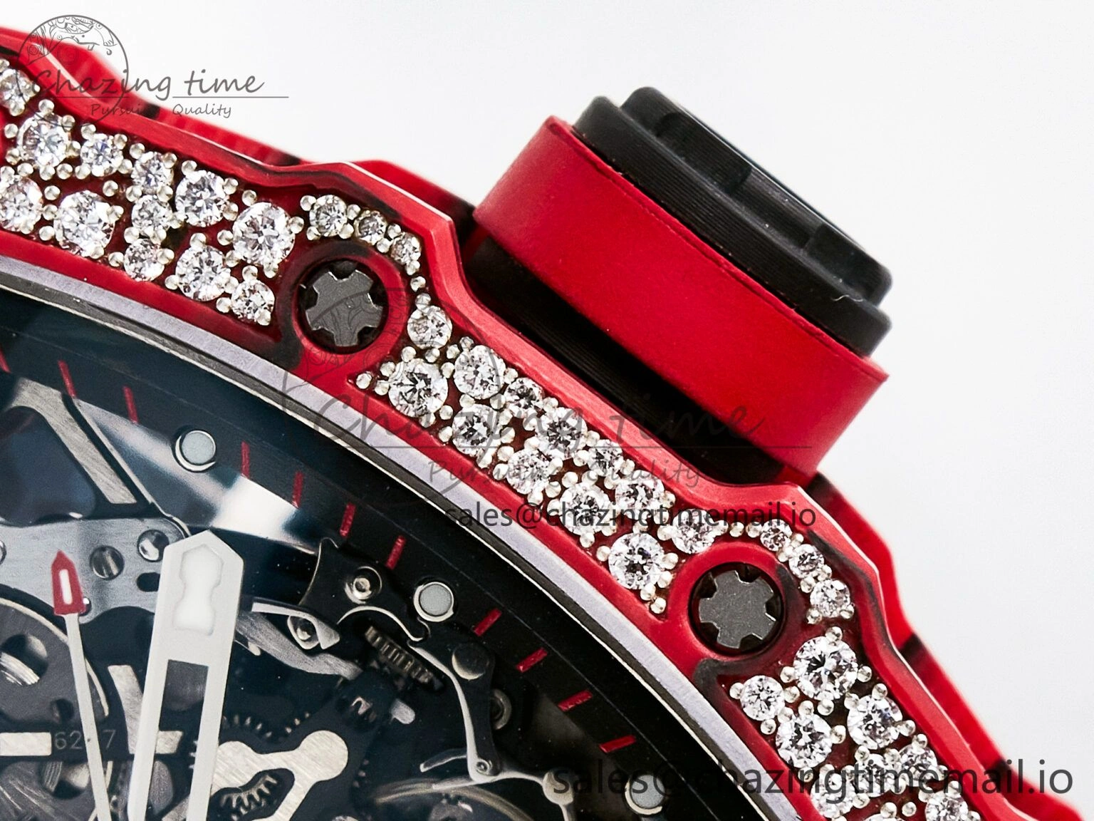 Custom RM035-02 Red NTPT PPMF 1:1 Best Edition Red Crown on Nylon Strap Custom Vaucher Movement