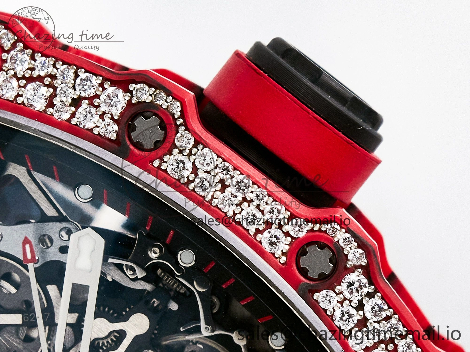 Custom RM035-02 Red NTPT PPMF 1:1 Best Edition Red Crown on Nylon Strap Custom Vaucher Movement