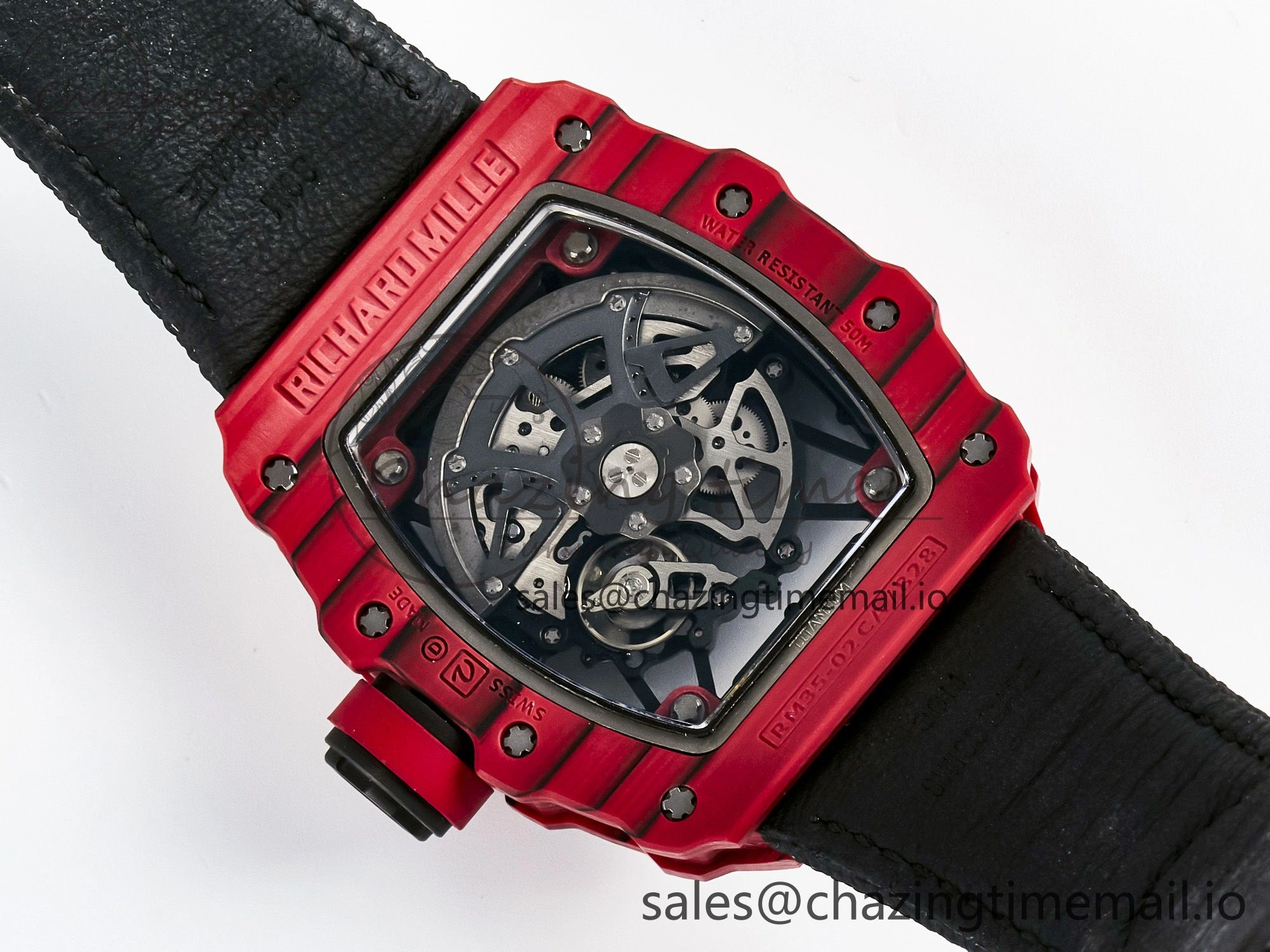 Custom RM035-02 Red NTPT PPMF 1:1 Best Edition Red Crown on Nylon Strap Custom Vaucher Movement