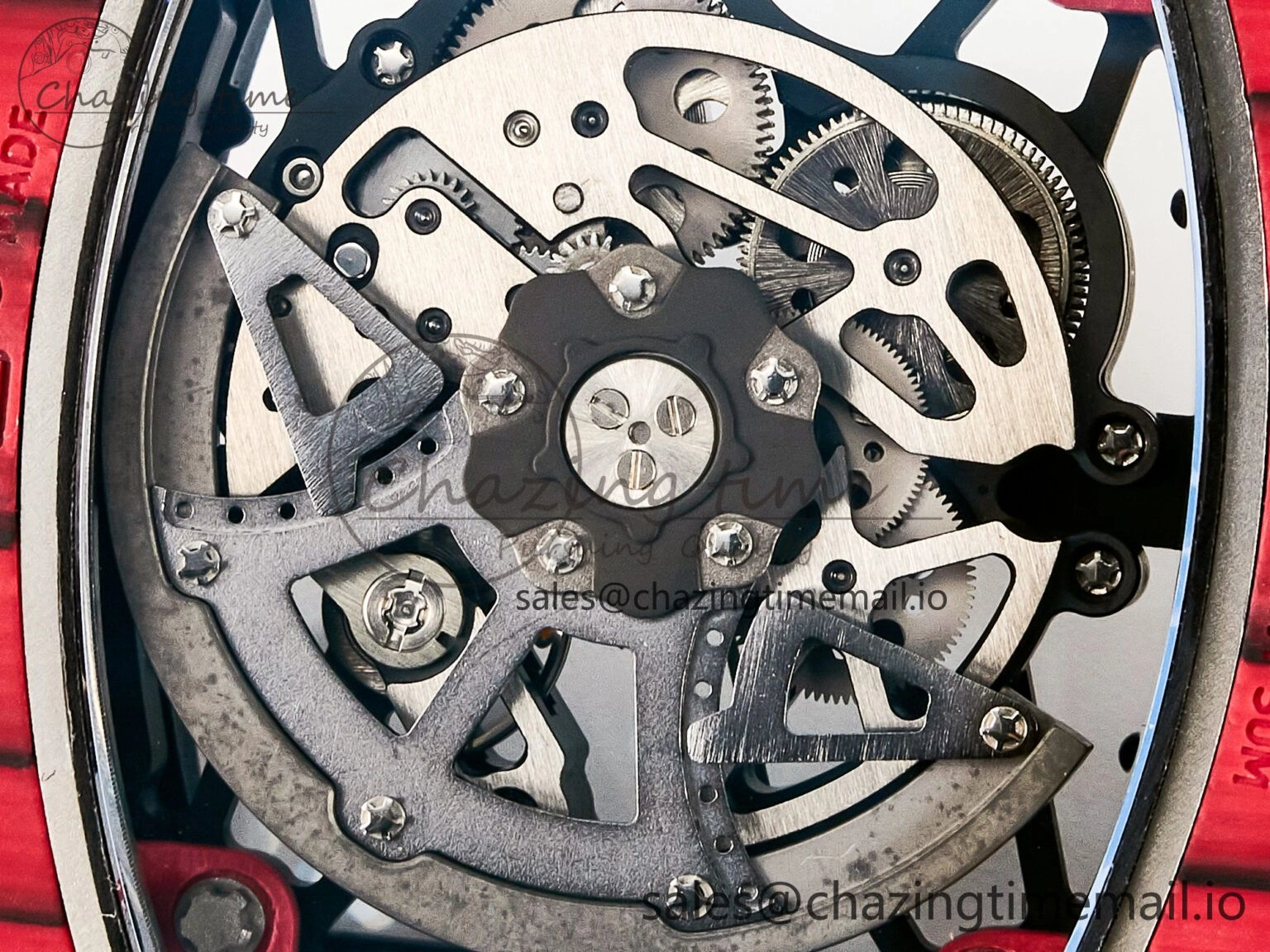 Custom RM035-02 Red NTPT PPMF 1:1 Best Edition Red Crown on Nylon Strap Custom Vaucher Movement