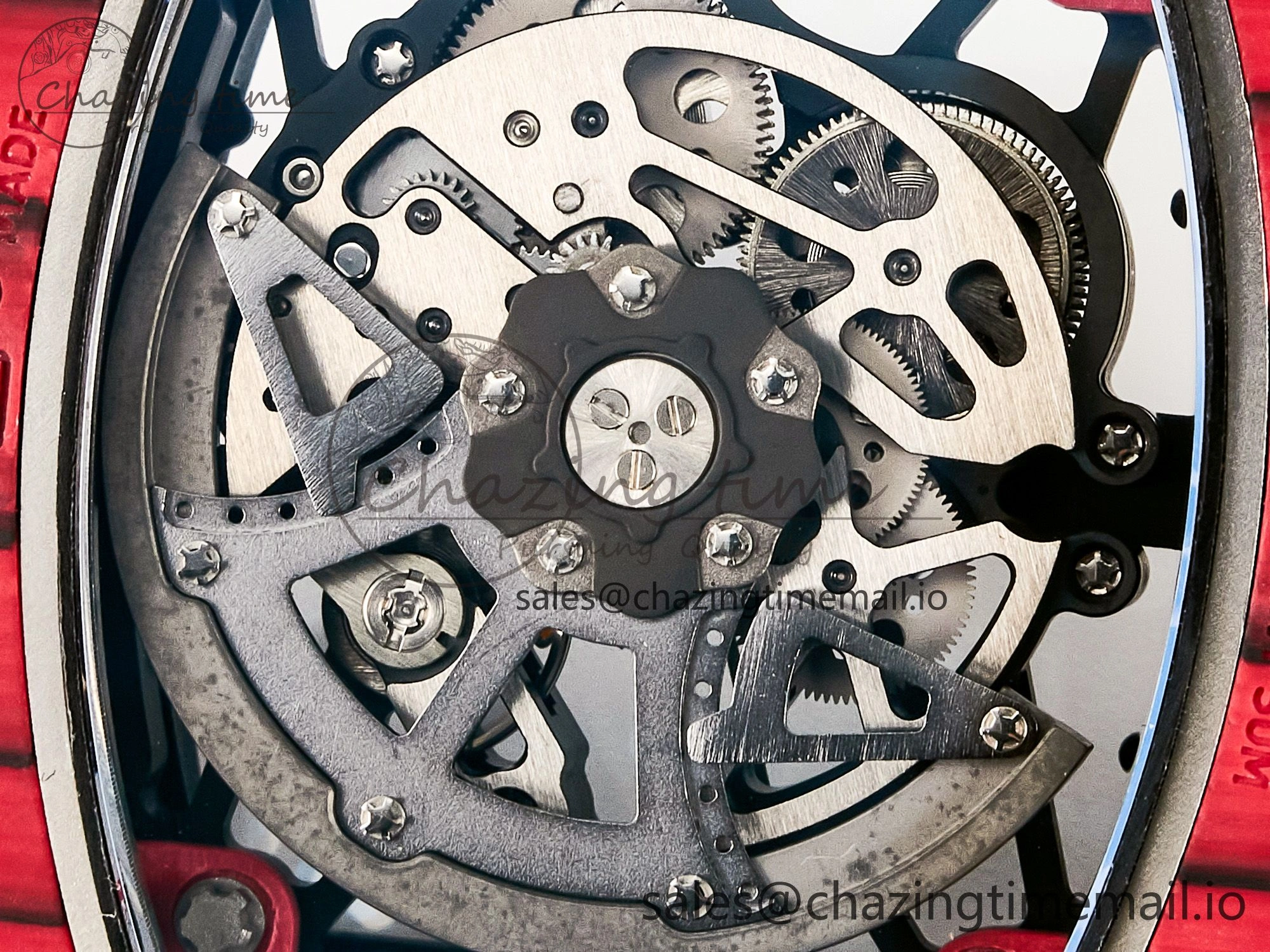 Custom RM035-02 Red NTPT PPMF 1:1 Best Edition Red Crown on Nylon Strap Custom Vaucher Movement