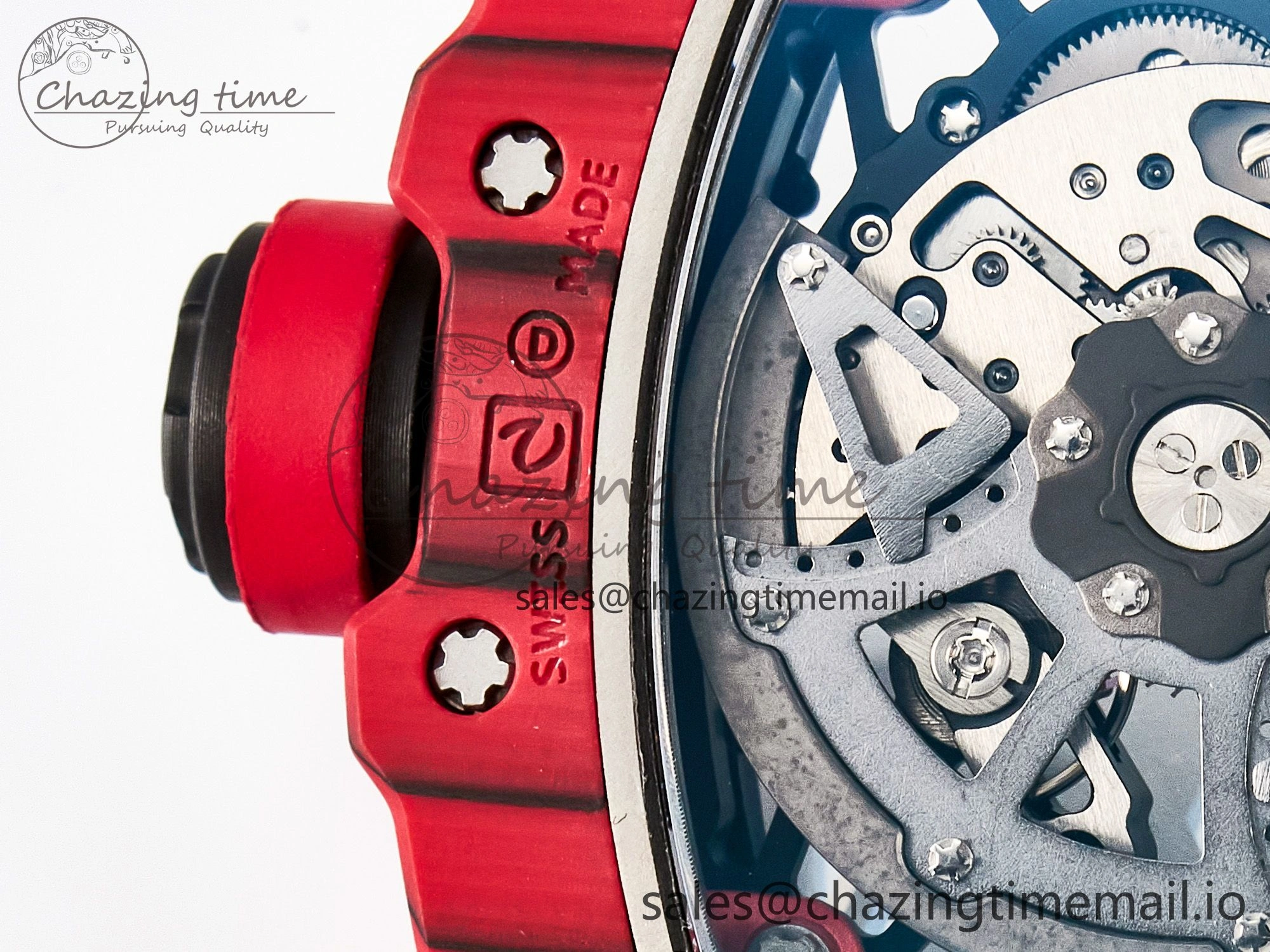 Custom RM035-02 Red NTPT PPMF 1:1 Best Edition Red Crown on Nylon Strap Custom Vaucher Movement