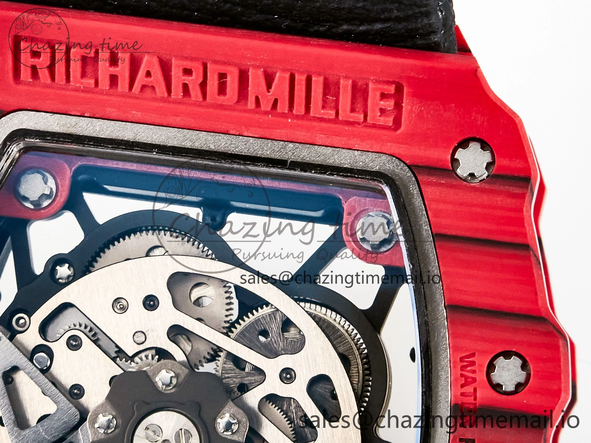 Custom RM035-02 Red NTPT PPMF 1:1 Best Edition Red Crown on Nylon Strap Custom Vaucher Movement